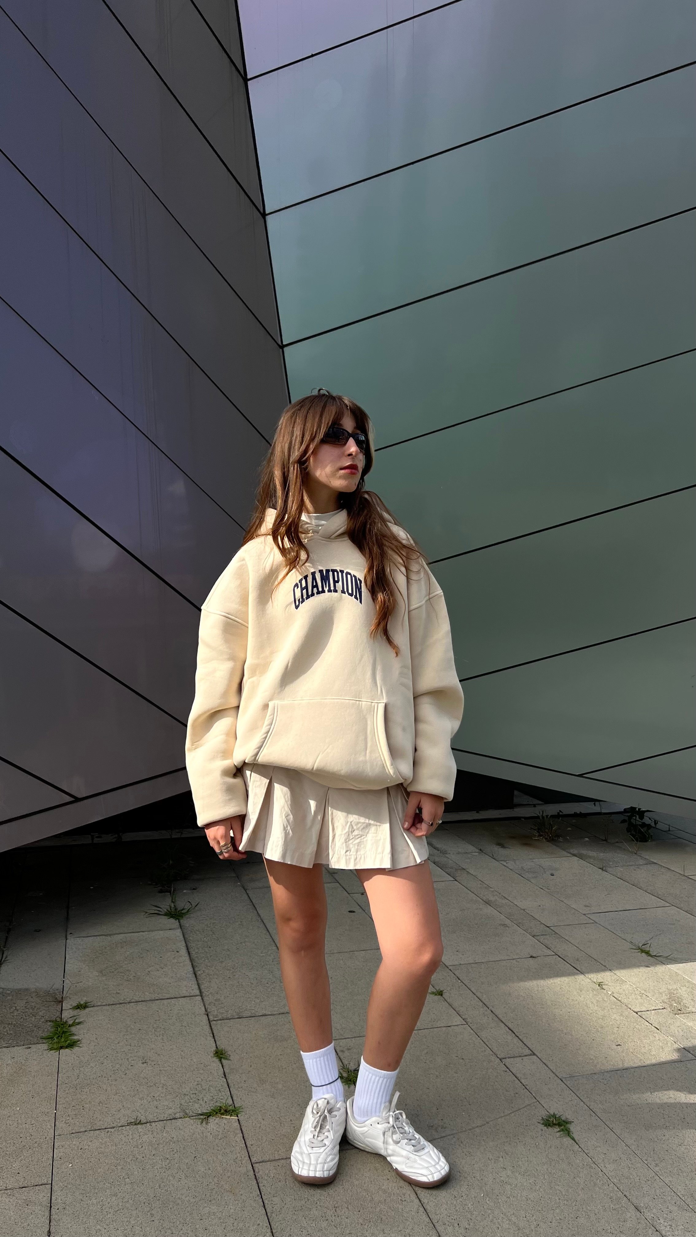 Champion Bej Oversize Hoodie 