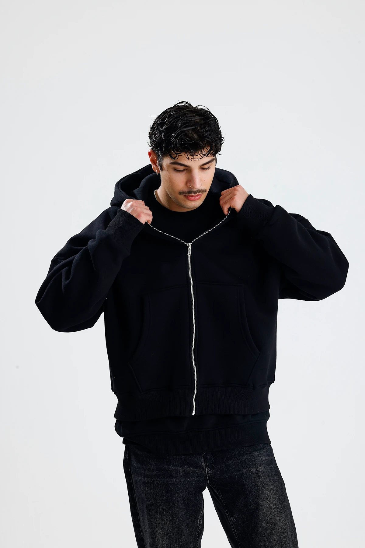 Basic Oversize Ziper Hoodie