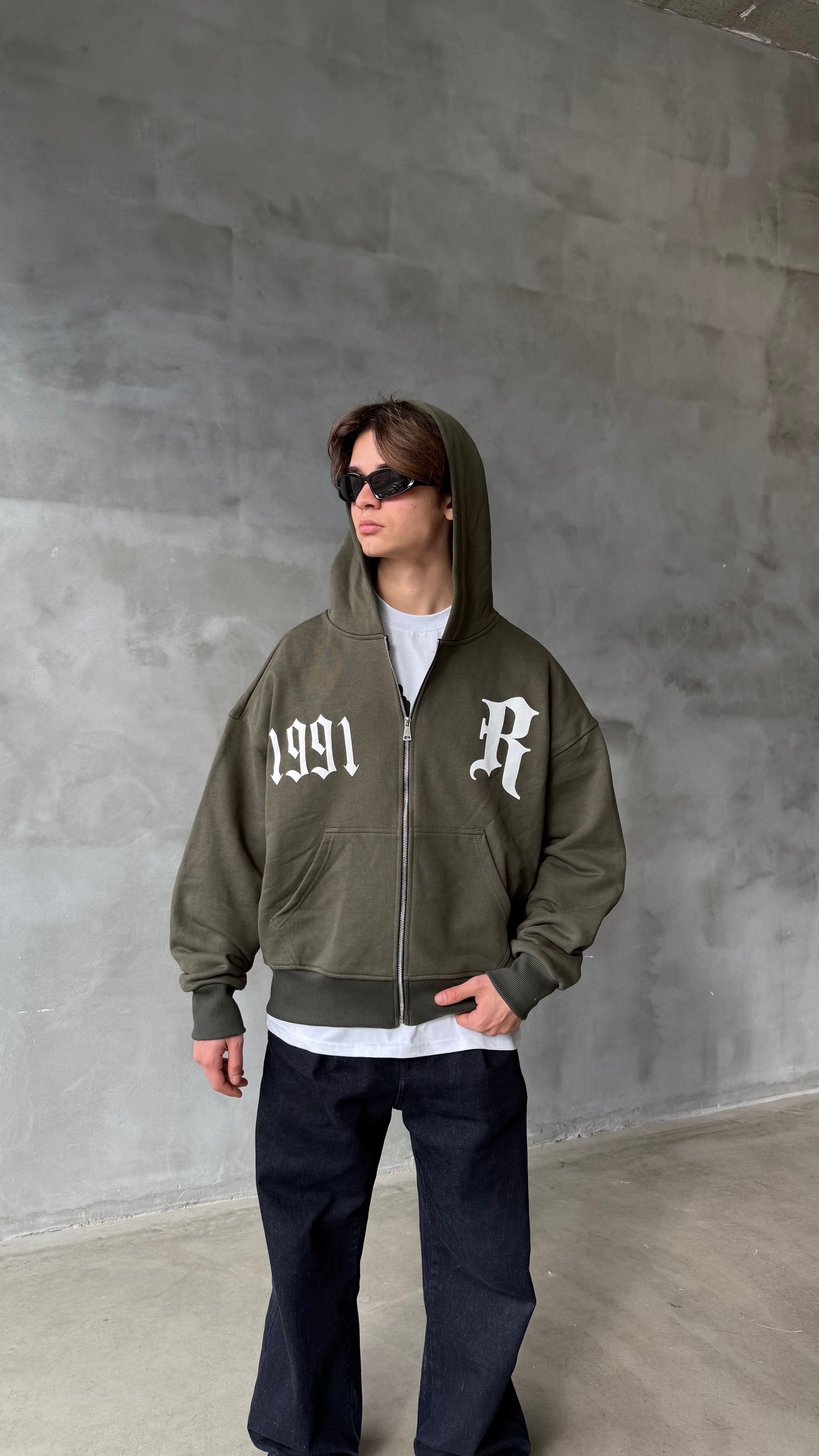 1991 Haki Premium Oversize Zipper Hoodie