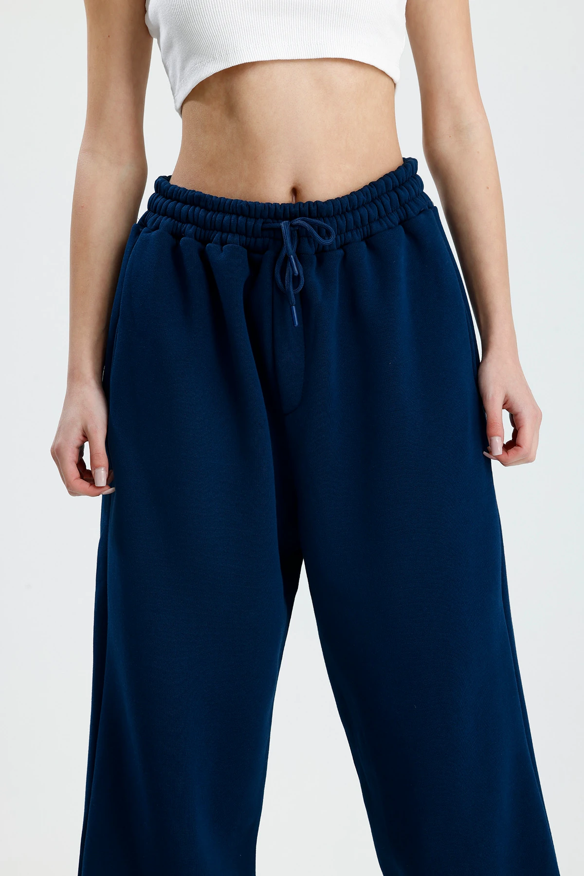 İndigo Basic Kışlık Kumaş Paçası Ayarlanabilir Baggy Eşofman