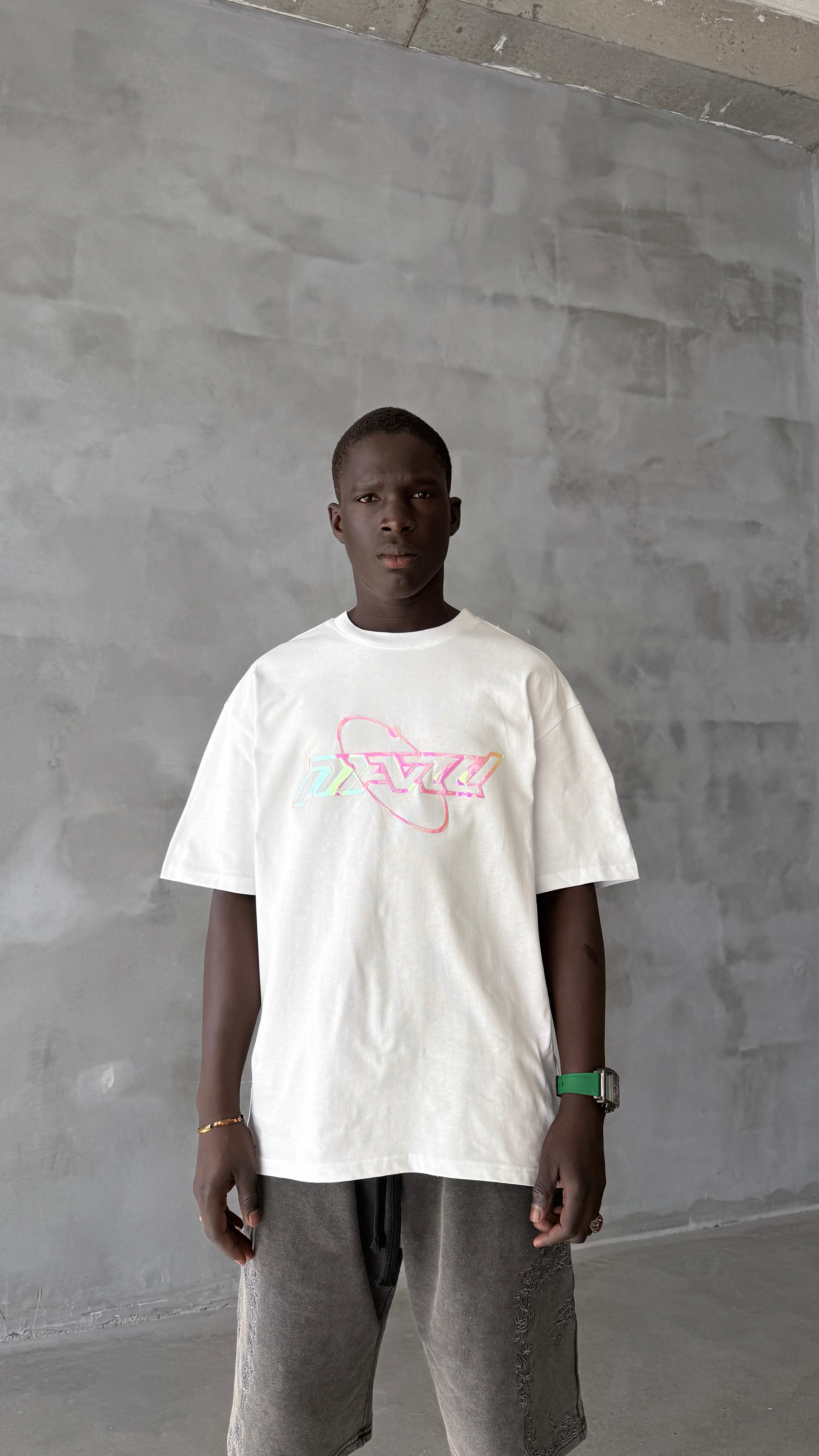 RW White Hologram Baskı Oversize Tişört 