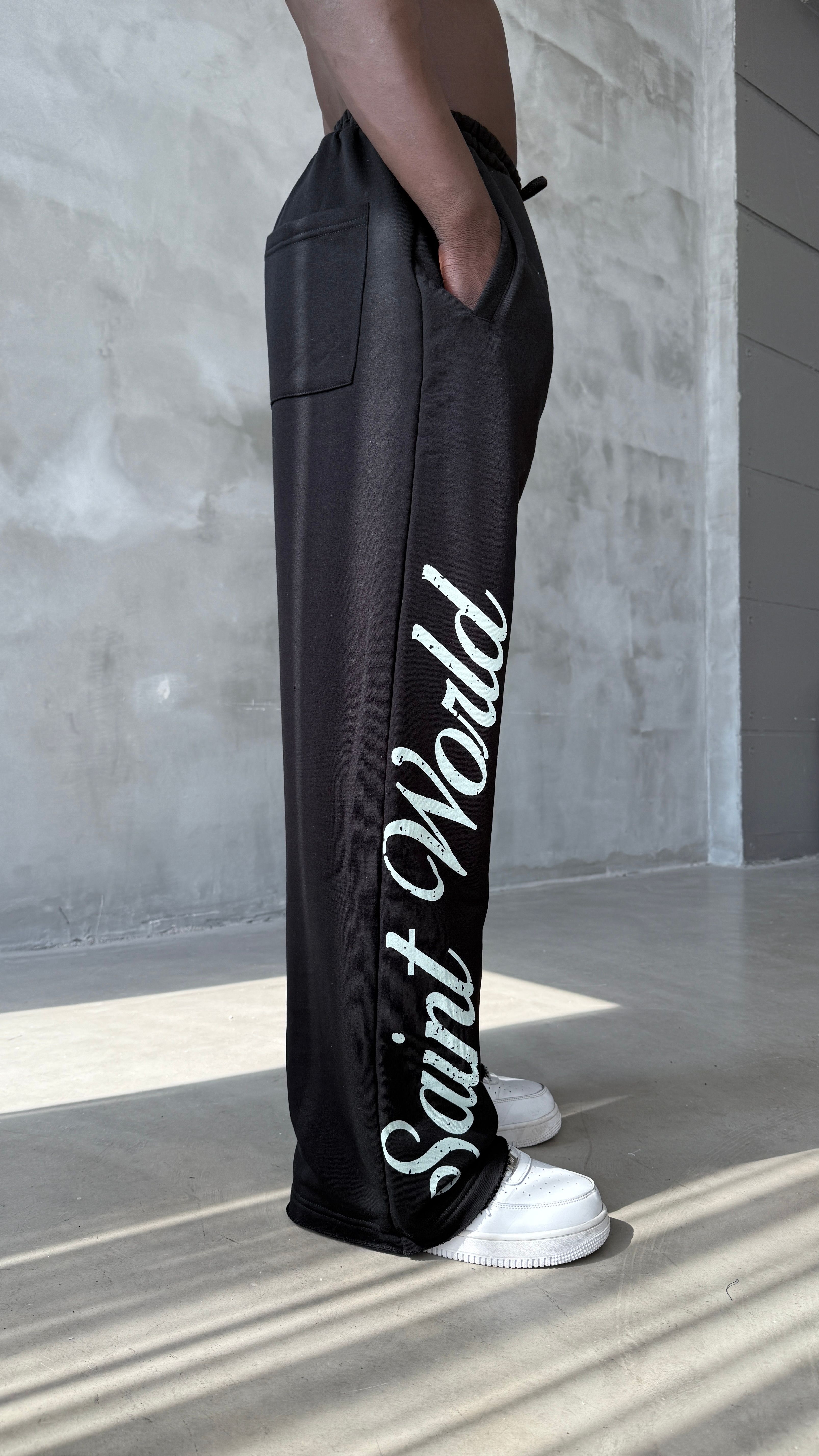 Siyah Saint World Baskılı Baggy Eşofman