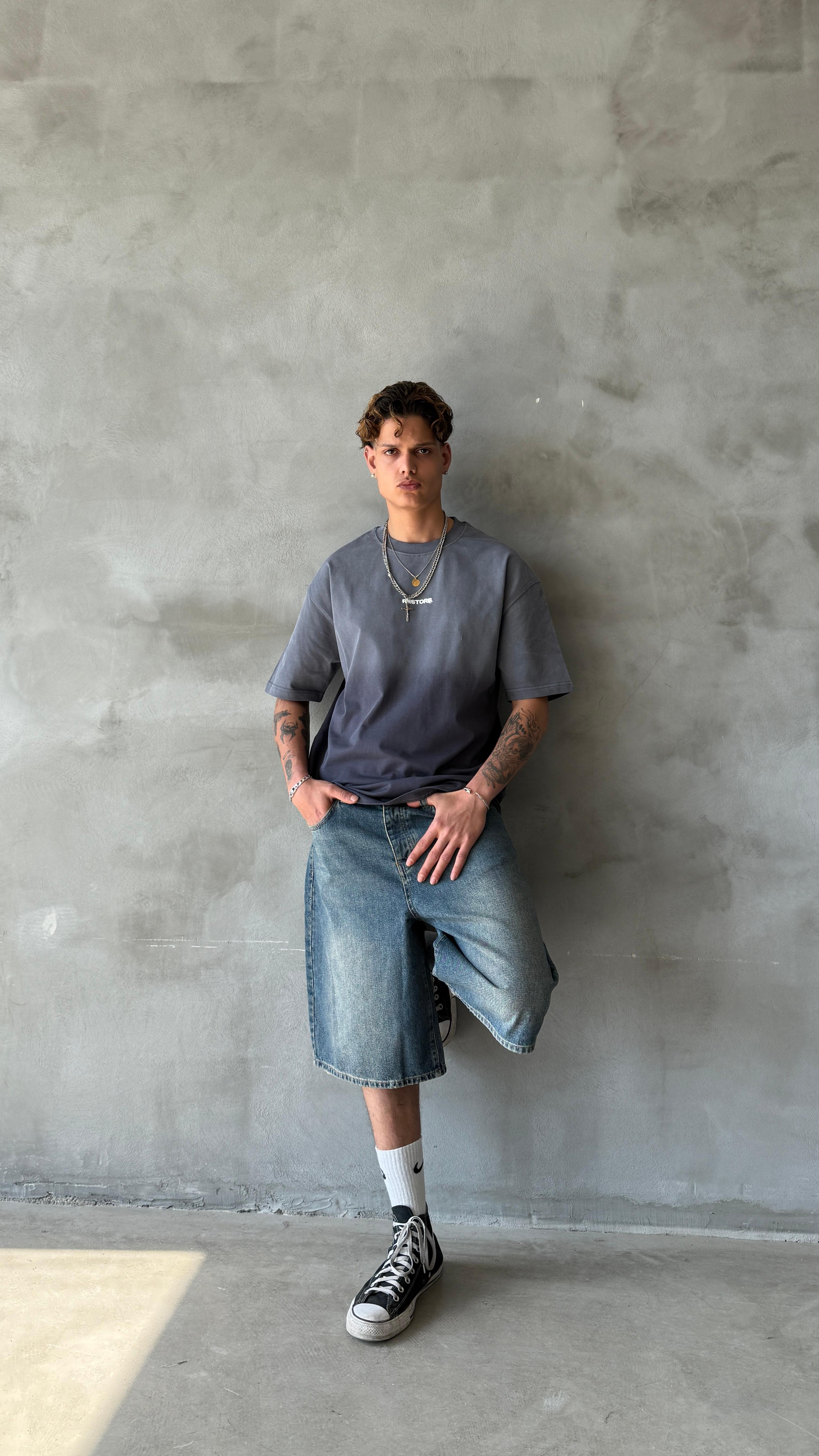 Füme Restore Yıkamalı Oversize Tişört 
