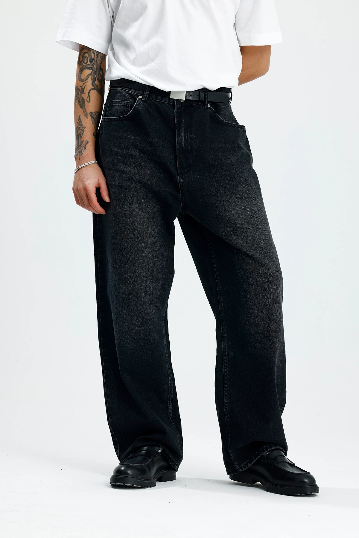 Antrasit Kar Yıkamalı Premium Baggy Jean