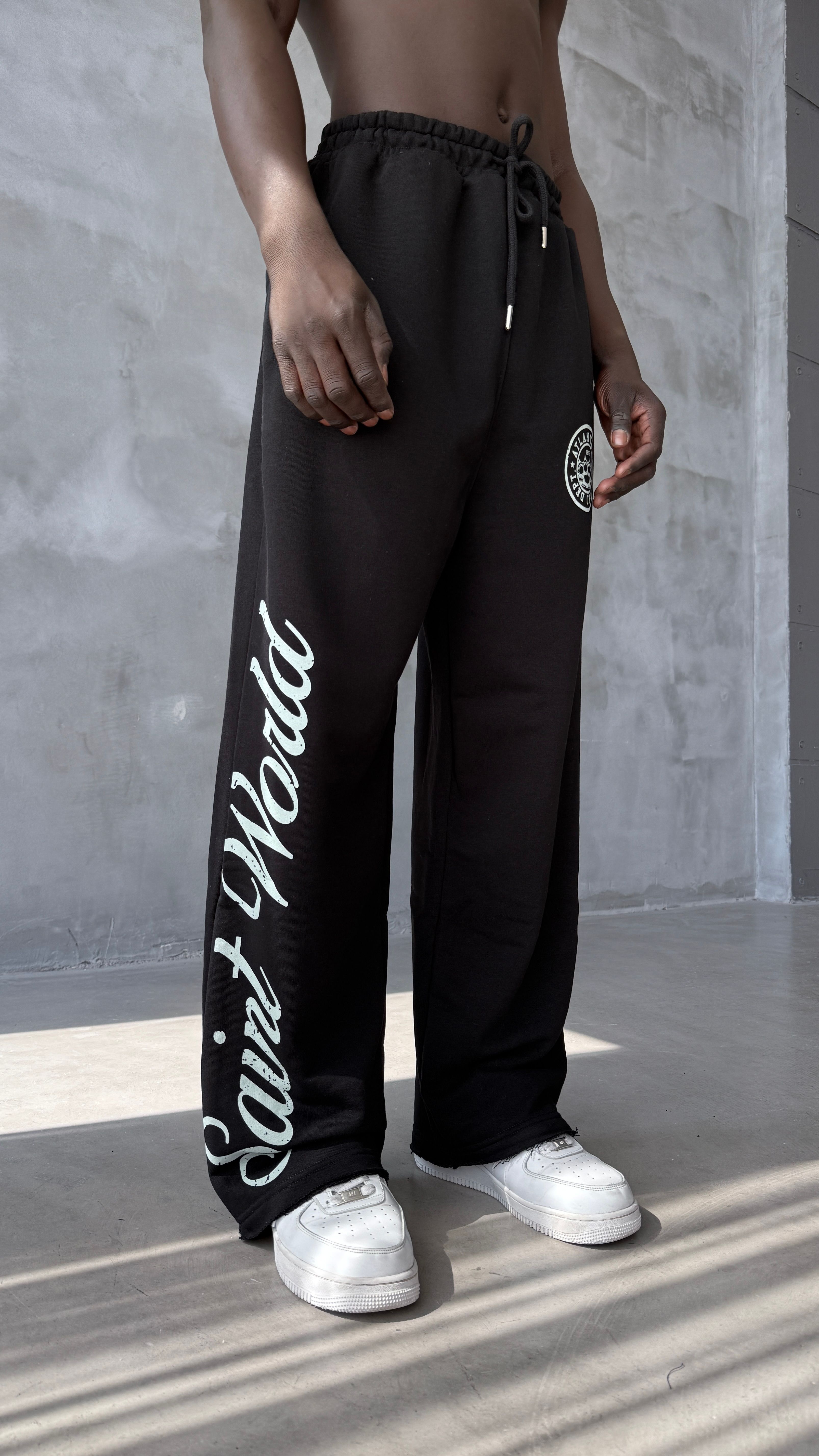 Siyah Saint World Baskılı Baggy Eşofman