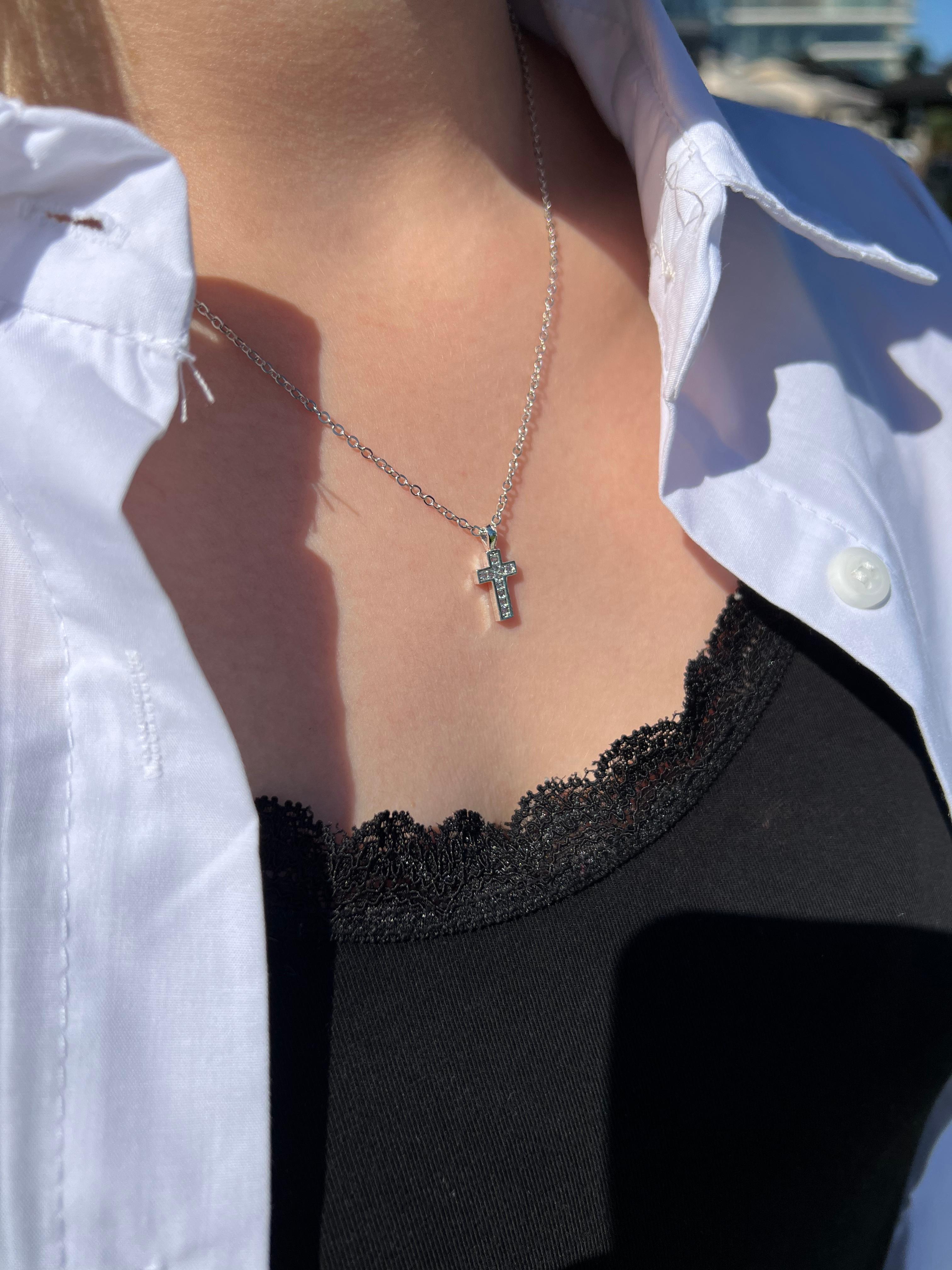 Cross Silver Color Necklace