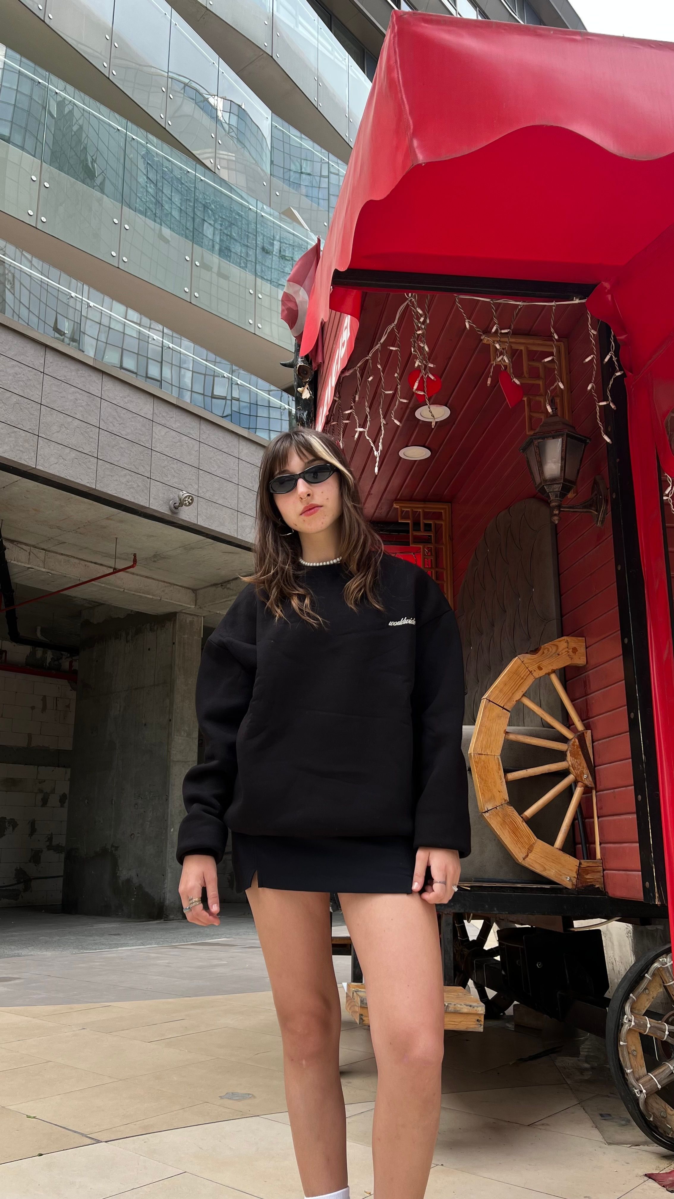 Cold Stars Siyah Oversize Sweatshirt 