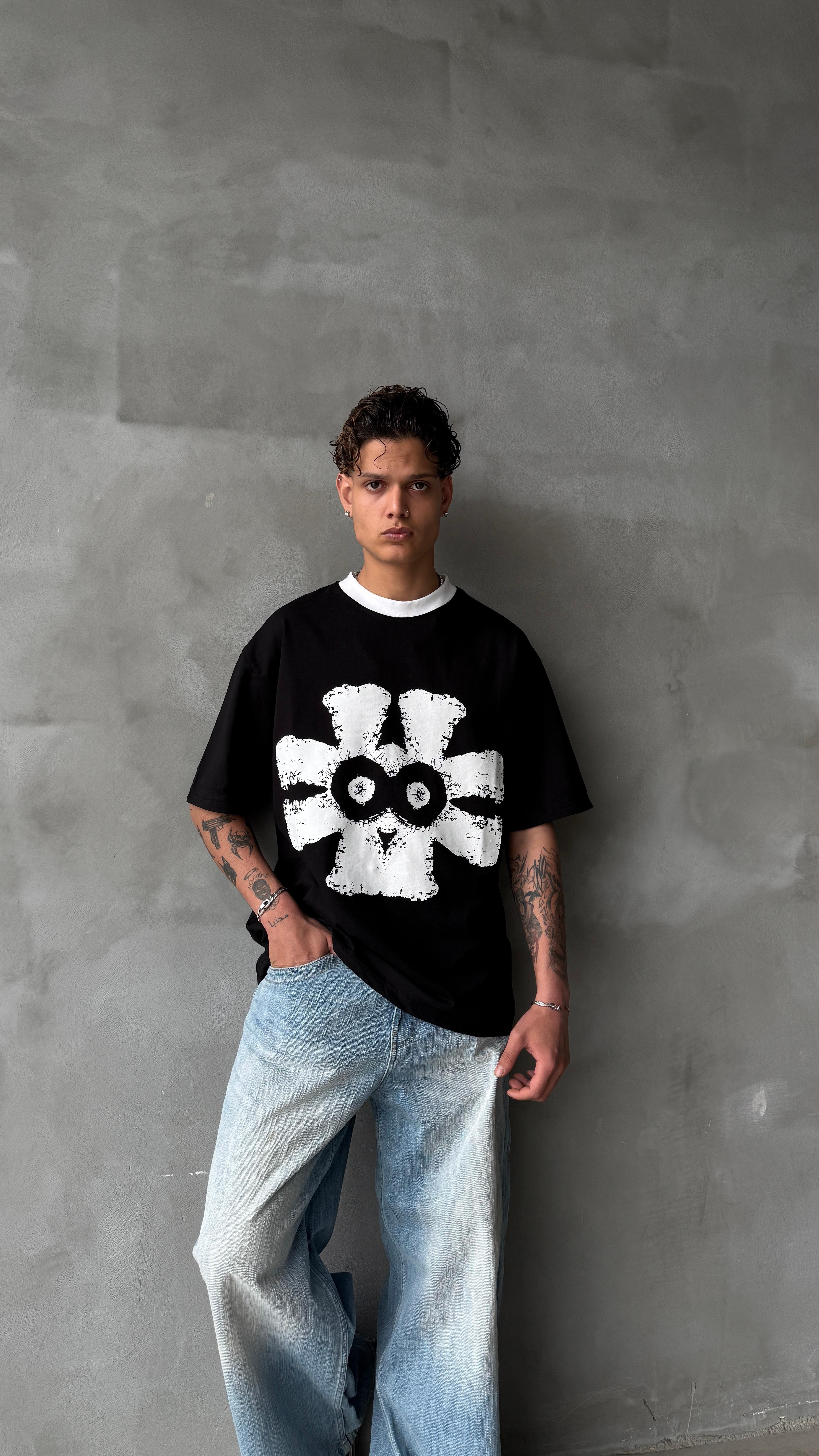 Psycho Siyah Oversize Tişört 