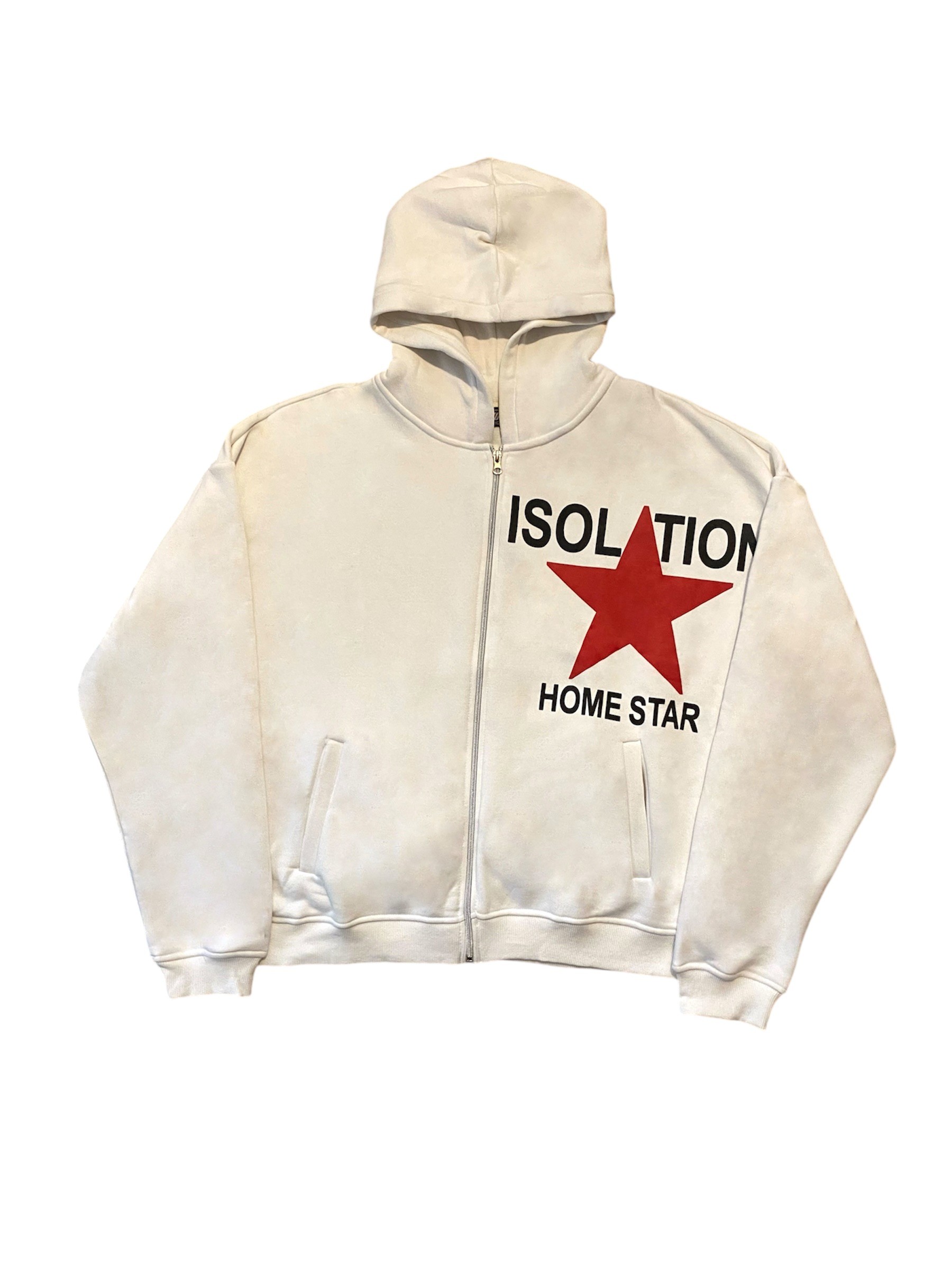 İsolation Beyaz Oversize Zipper Hoodie 