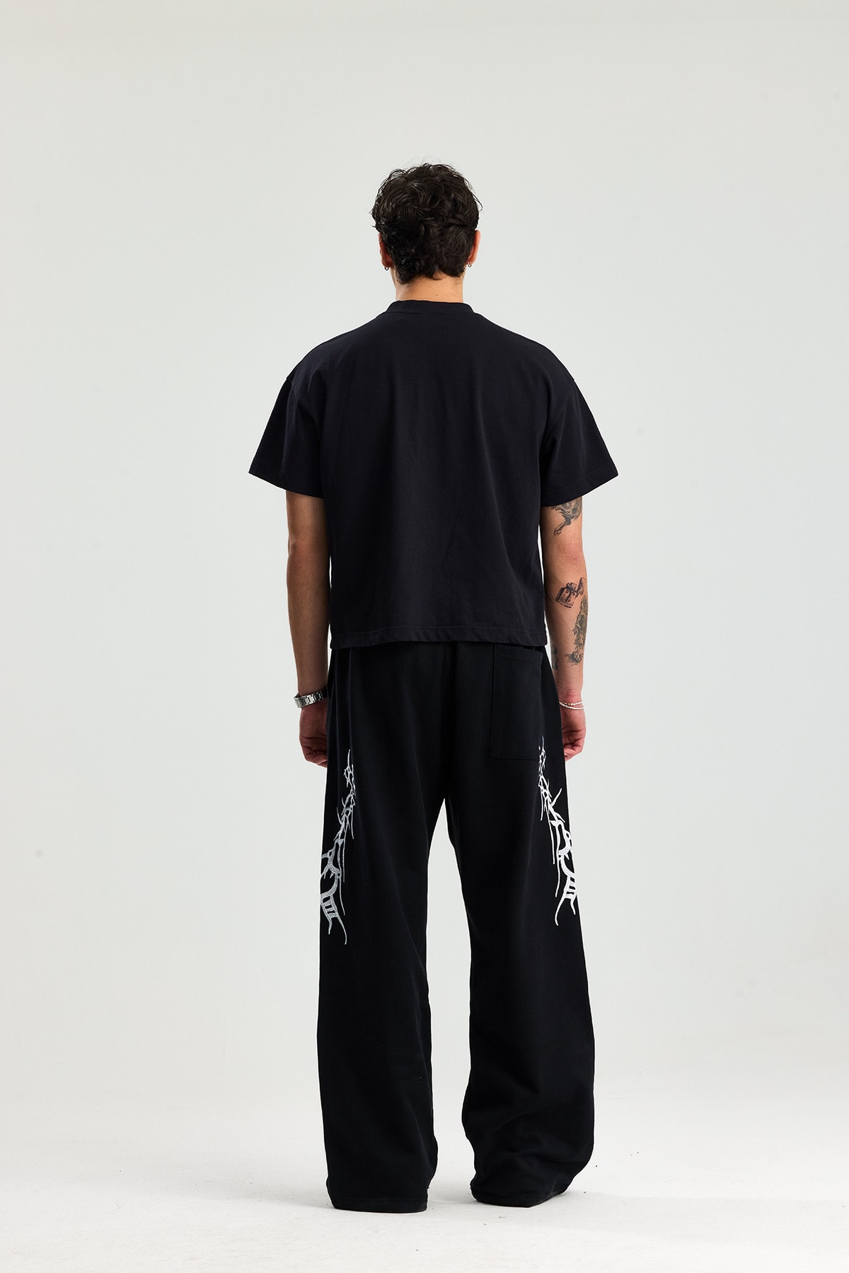 Siyah Bones Nakış Detay Premium Baggy Sweatpant 