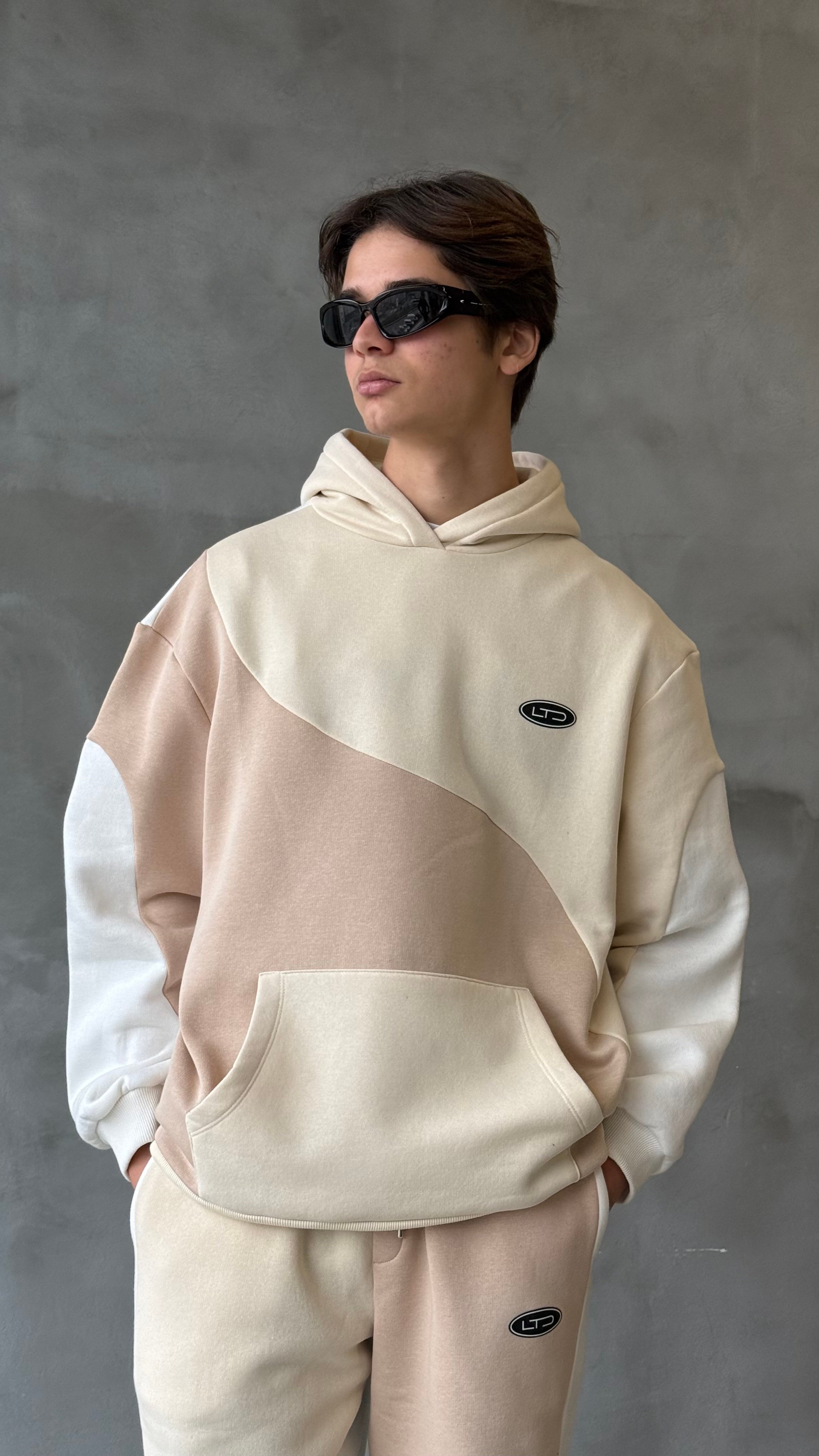 Blok Renk Parçalı Premium Oversize Hoodie