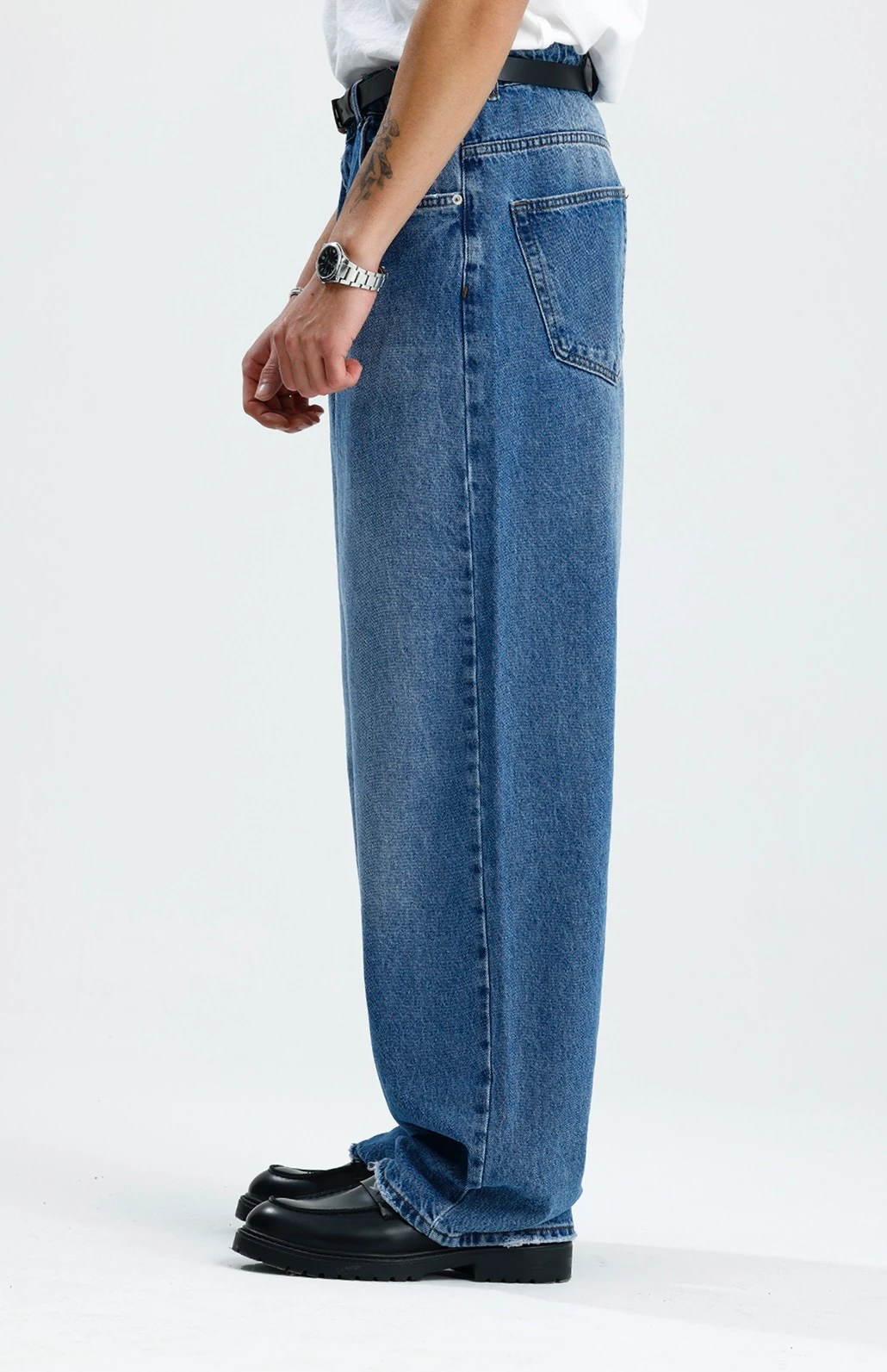 Mavi Yıkamalı Premium Baggy Jean 