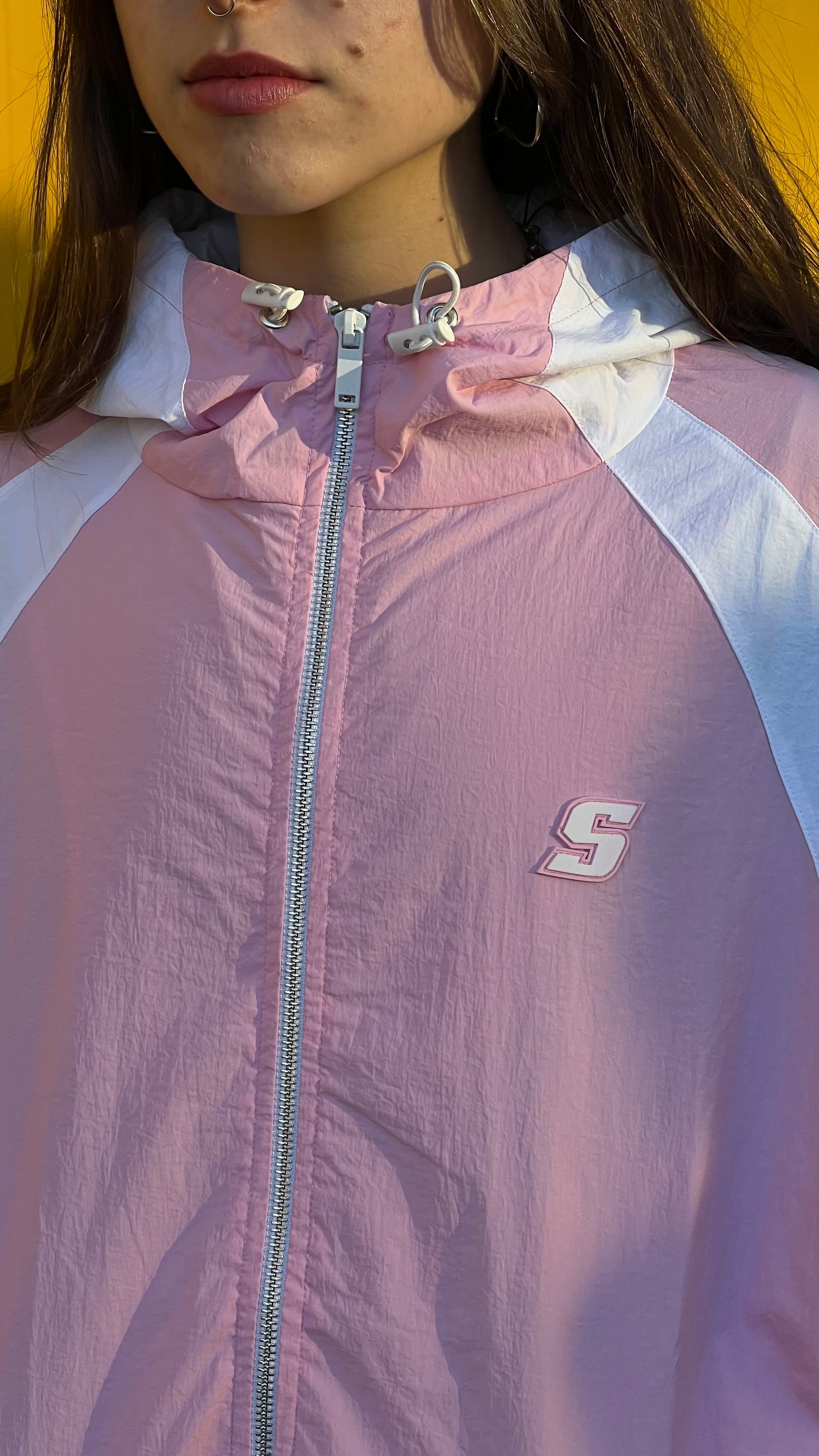 S Logo Pink Oversize Ayarlanabilir Track Jacket 