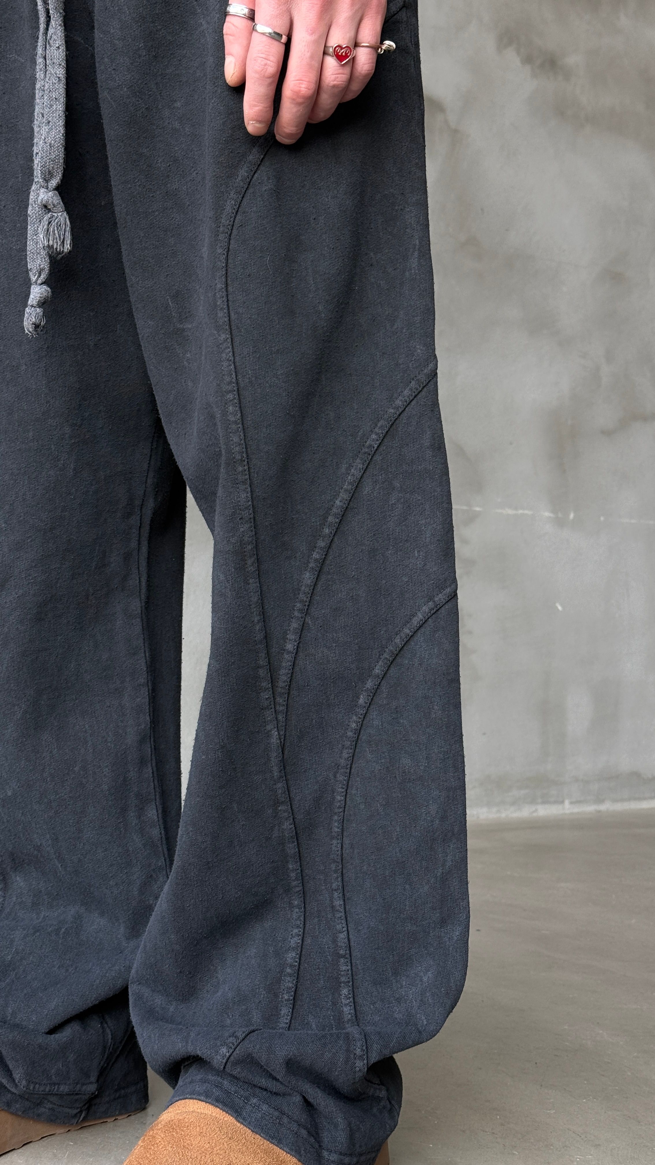 Claw Lines Antrasit Yıkamalı Mevsimlik Premium Baggy Sweatpant