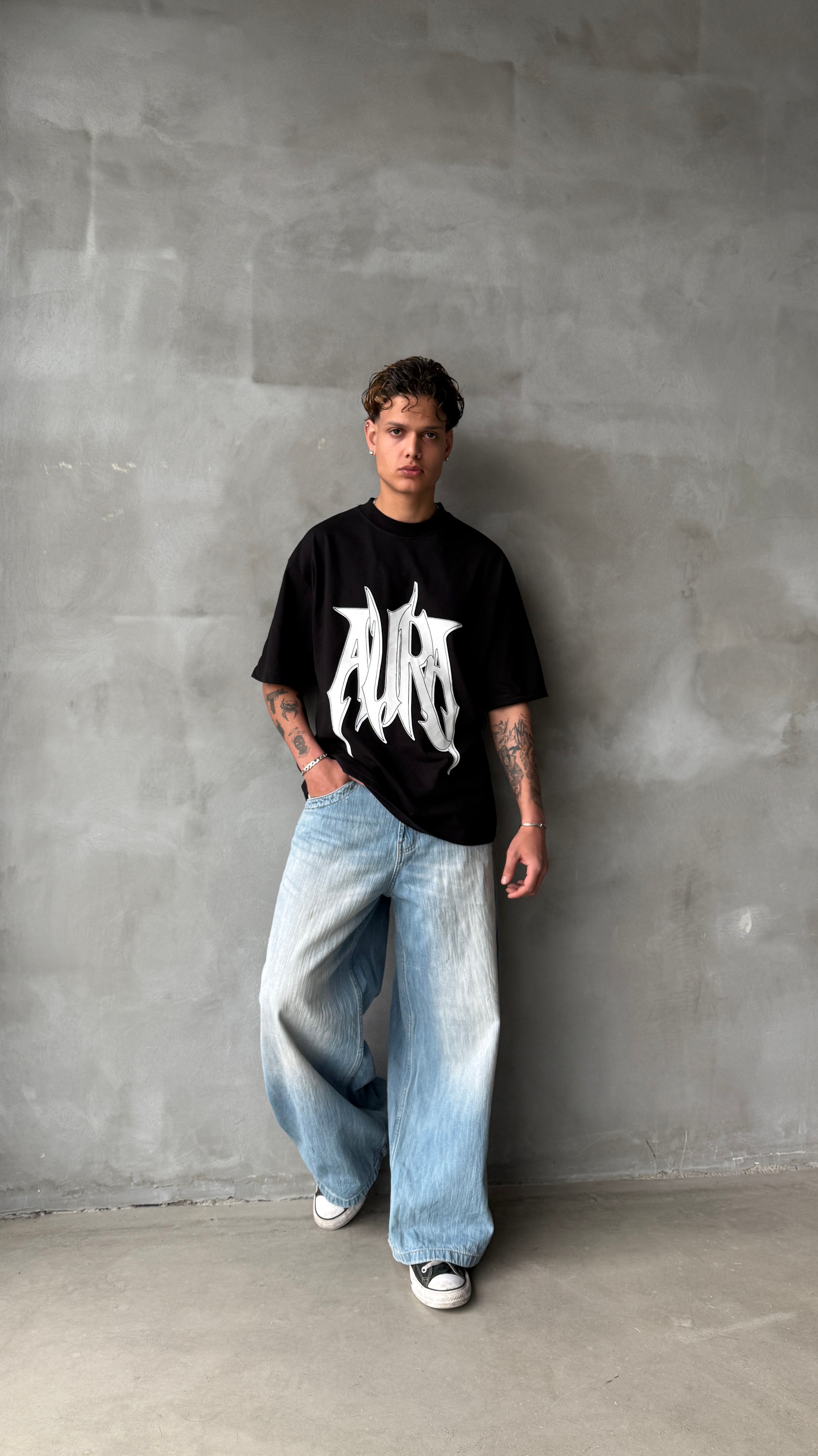 Aura Siyah Oversize Tişört 