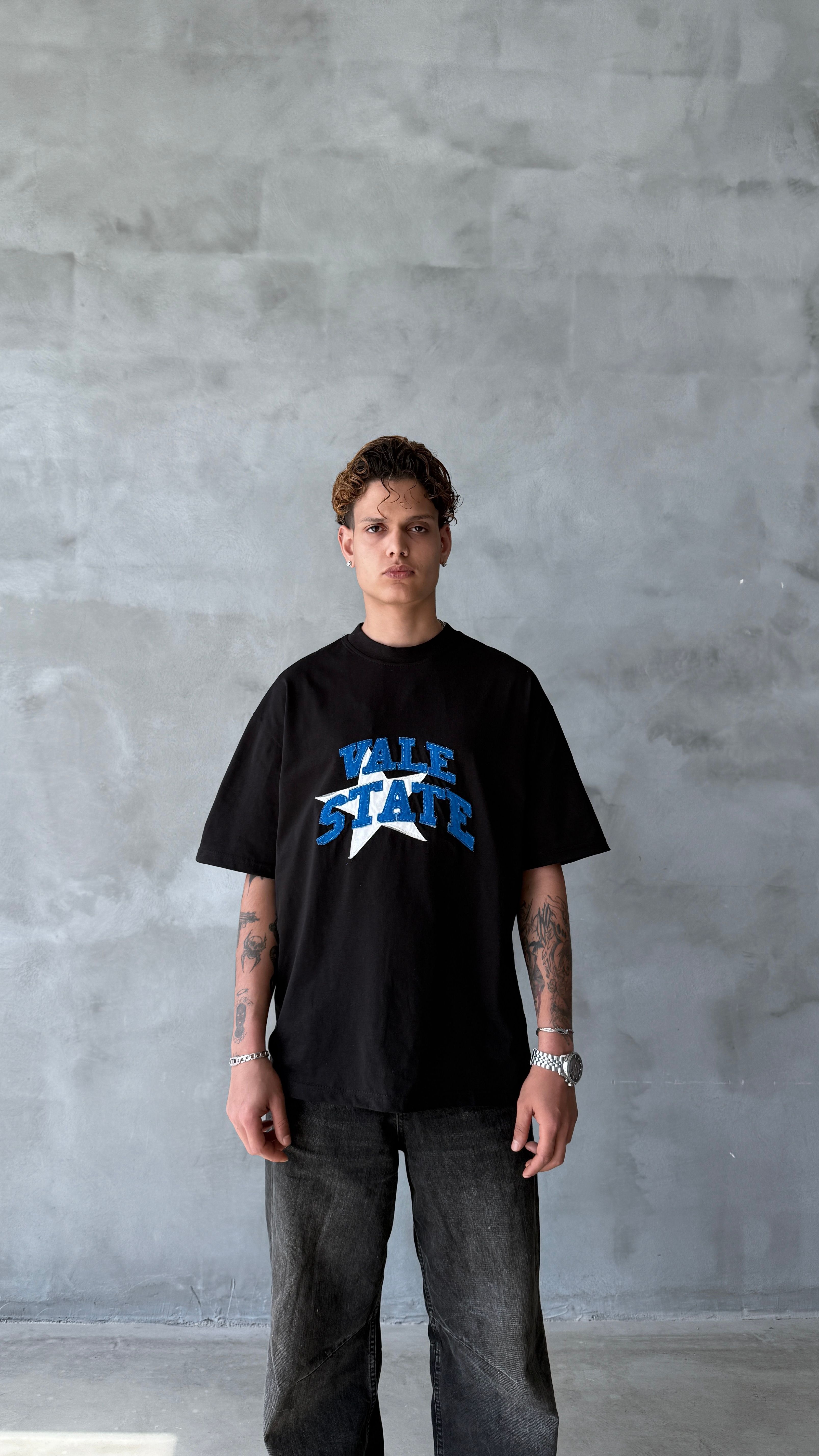 Black Vale Patchwork Oversize Tişört 