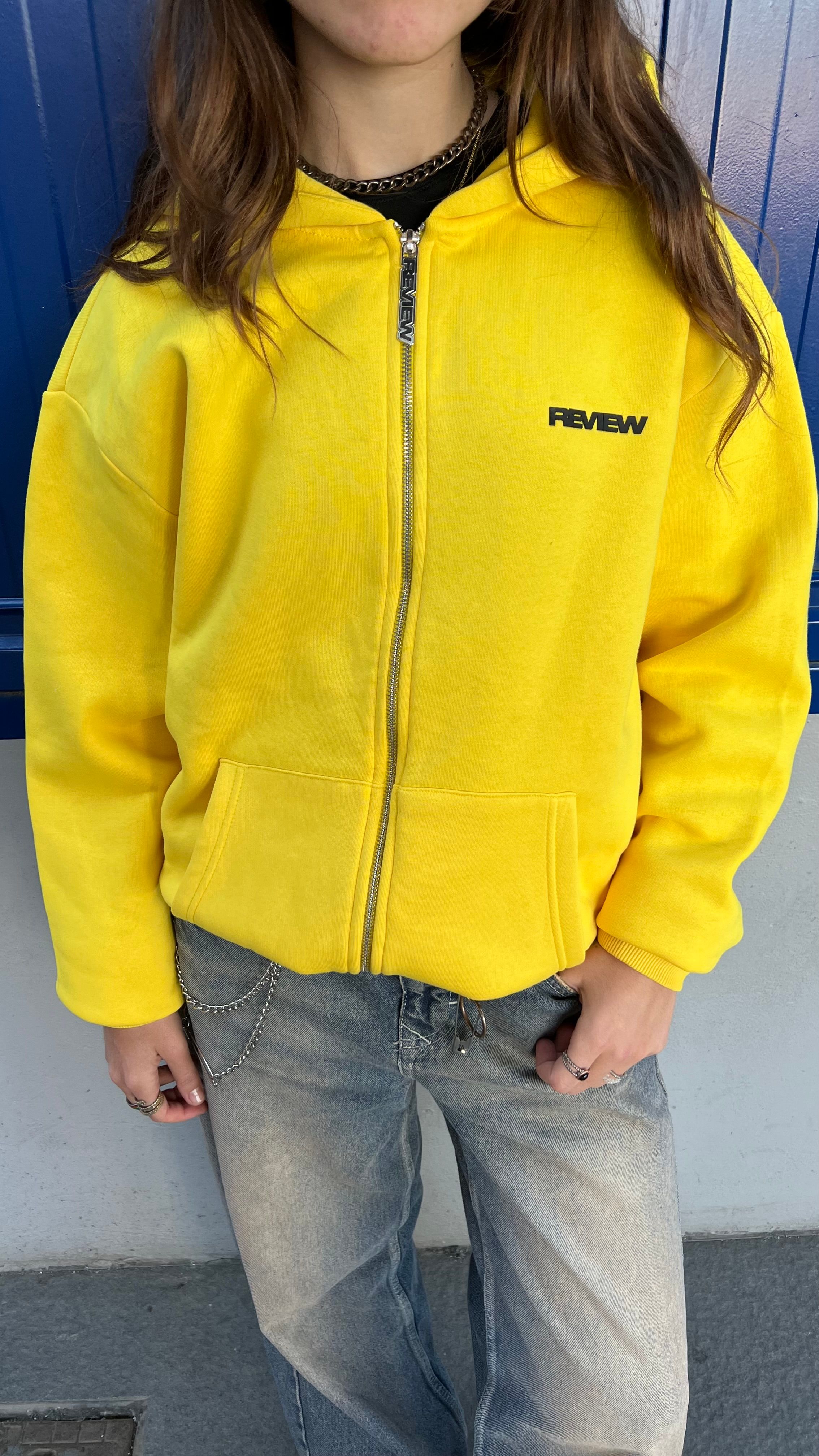 RW Yellow Basic Oversize Zipper Hoodie 