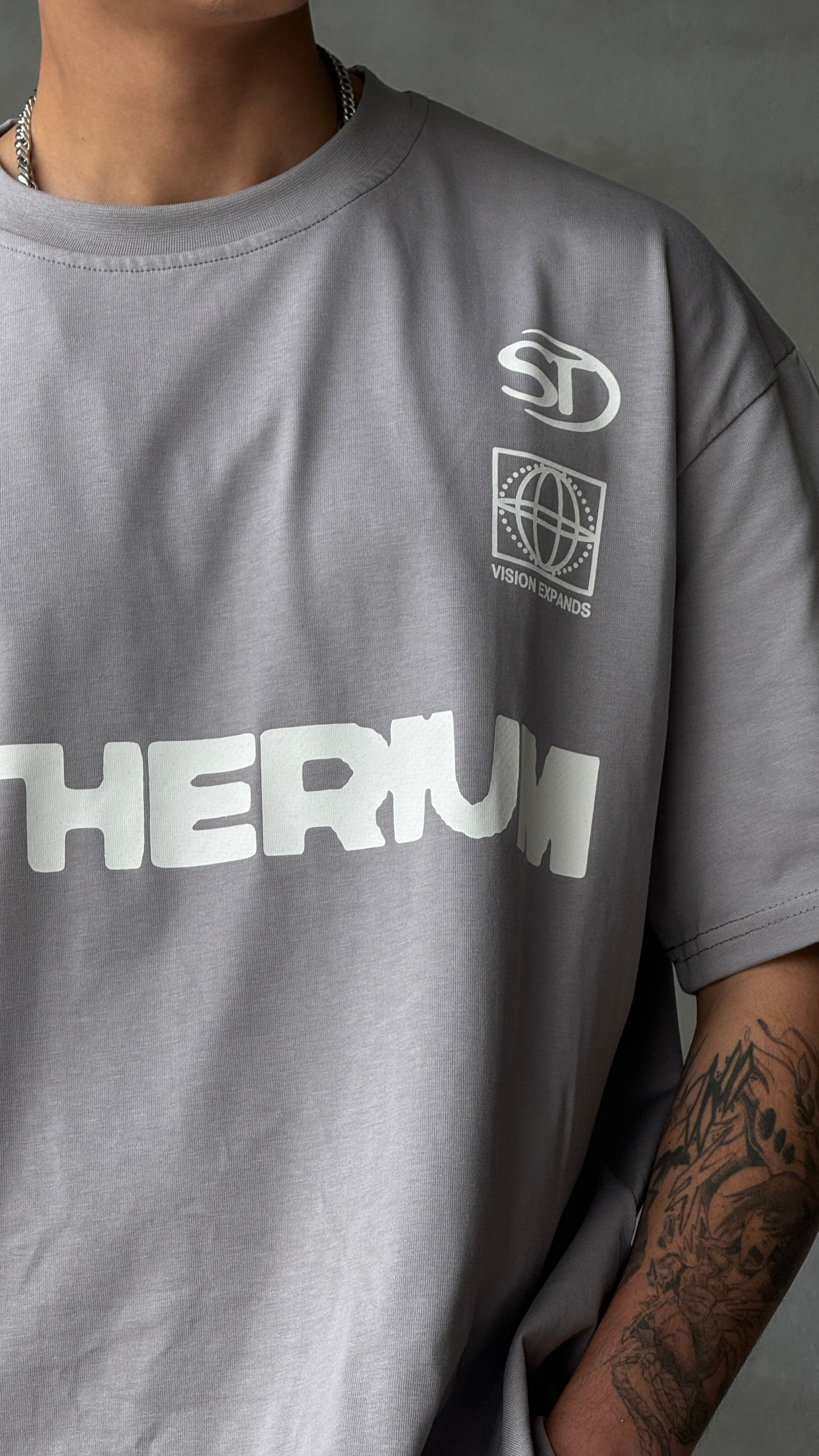 Aetherium Gri Oversize Tişört 