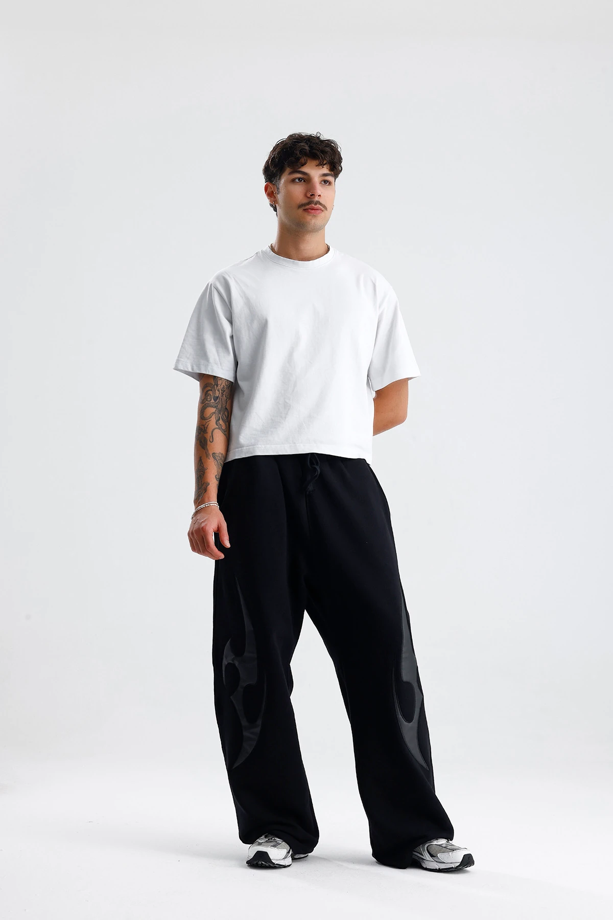 Double Tribal Deri Detay Premium Baggy Sweatpant
