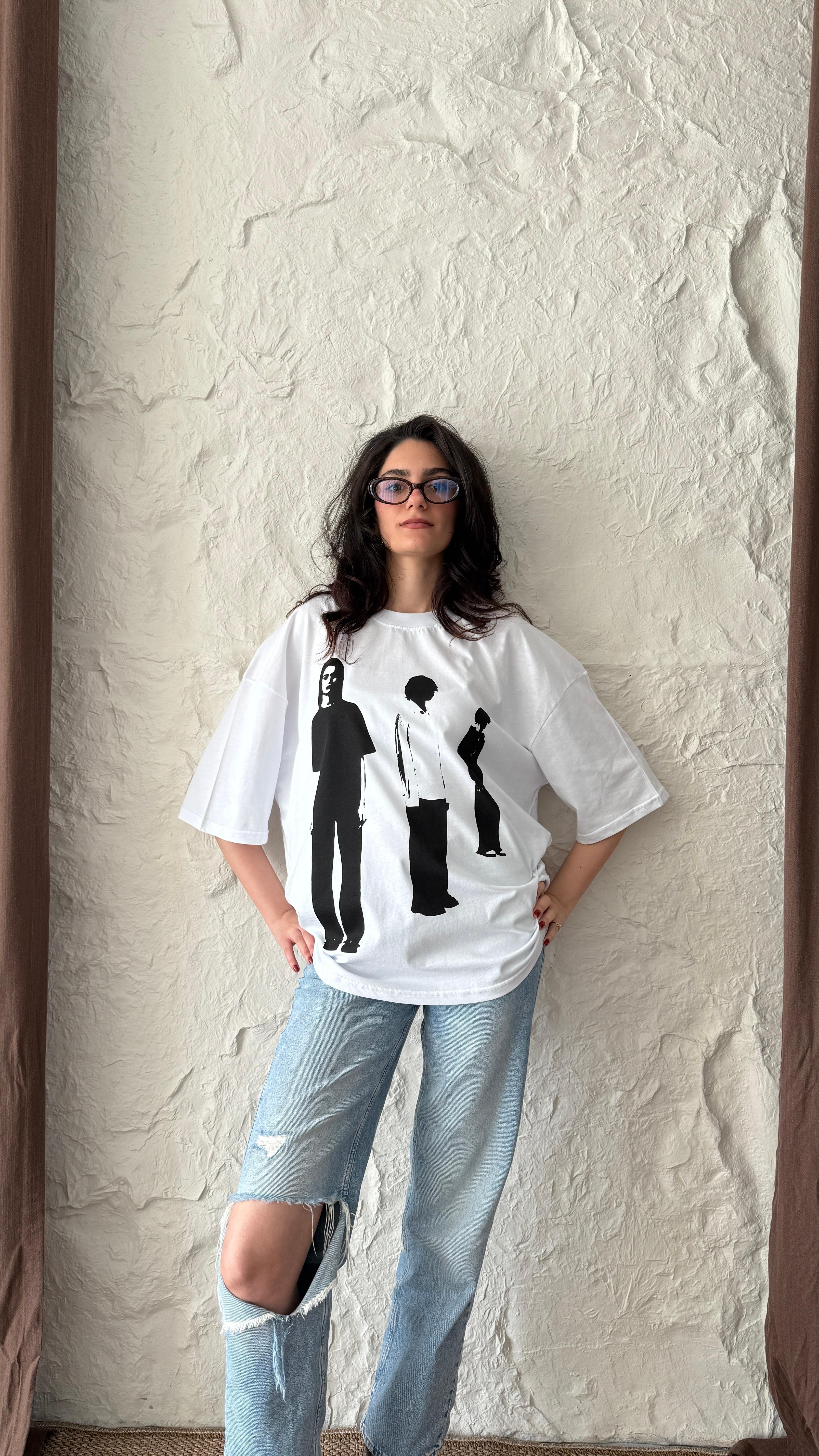 White İnferno Oversize Tişört 
