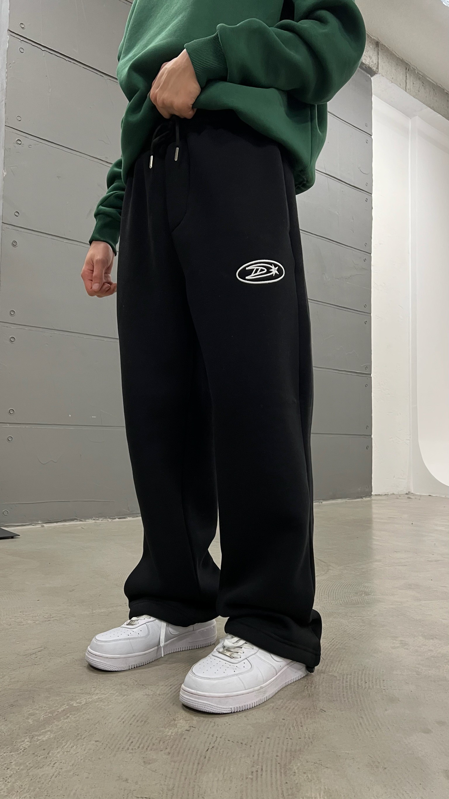 D Logo Nakış İşlemeli Paçası Ayarlanabilir Baggy Sweat Pant