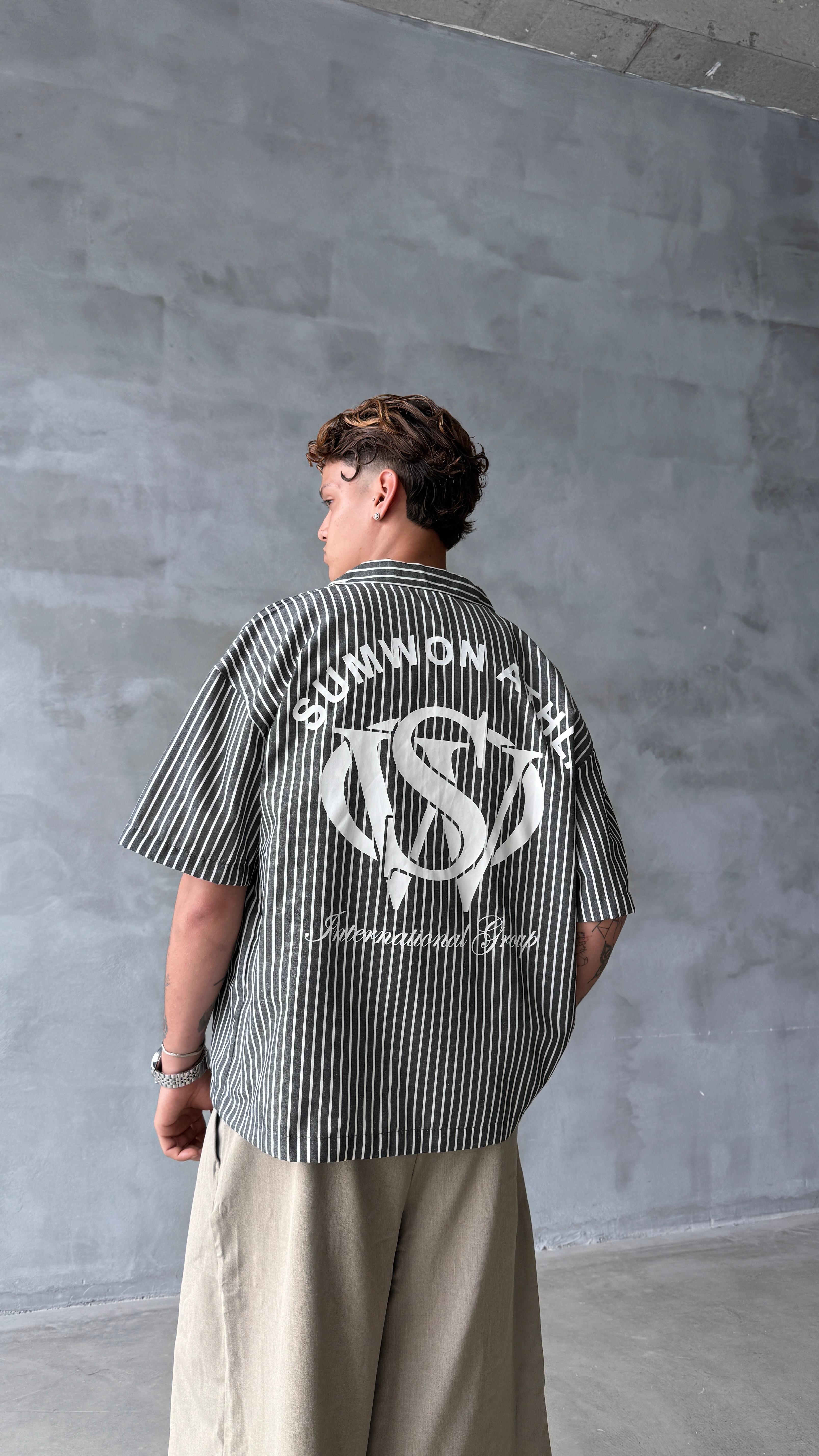 VSV Siyah Çizgili Oversize Gömlek