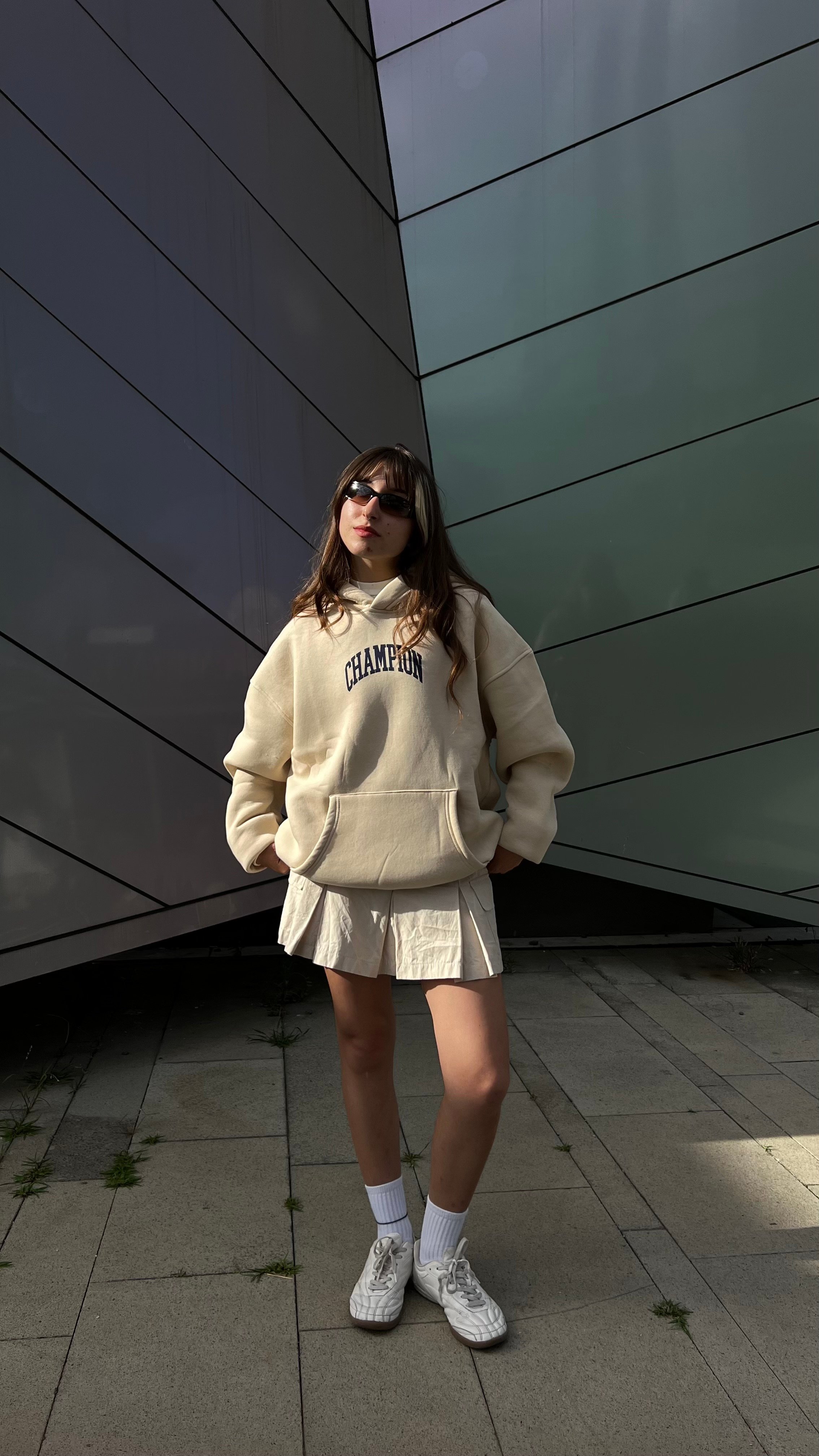 Champion Bej Oversize Hoodie 