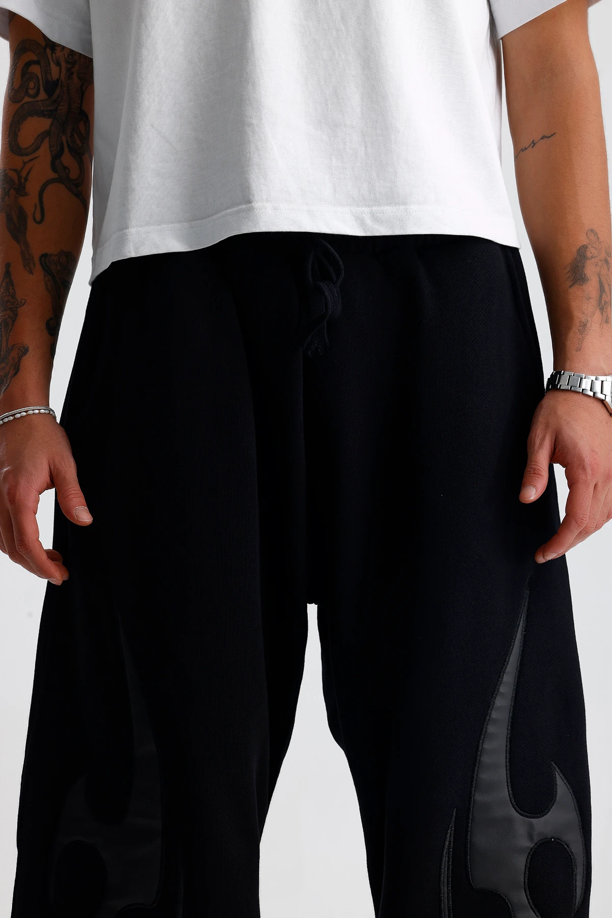 Double Tribal Deri Detay Premium Baggy Sweatpant