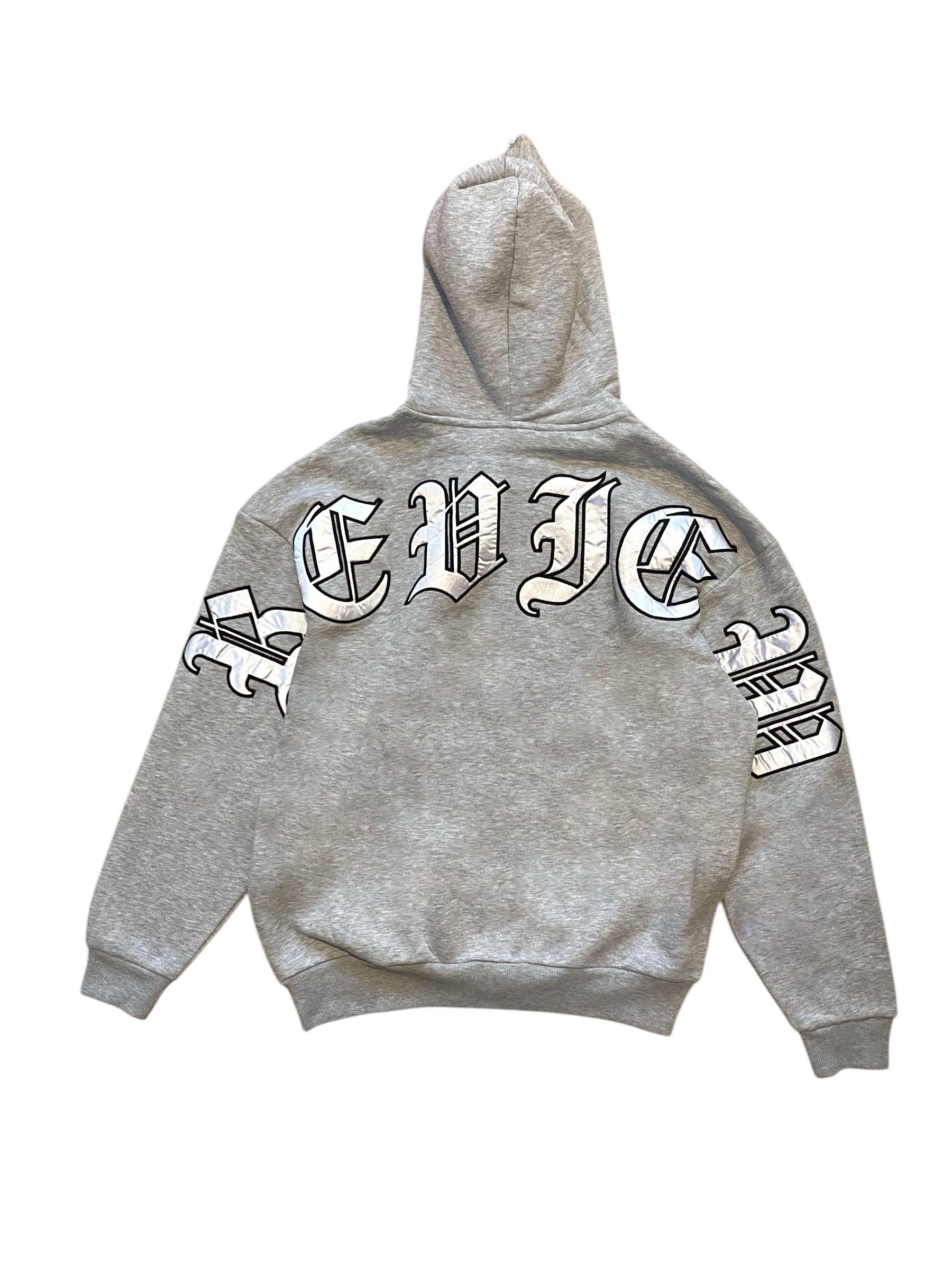 RW Grey 1 Nakış İşlemeli Oversize Zipper Hoodie