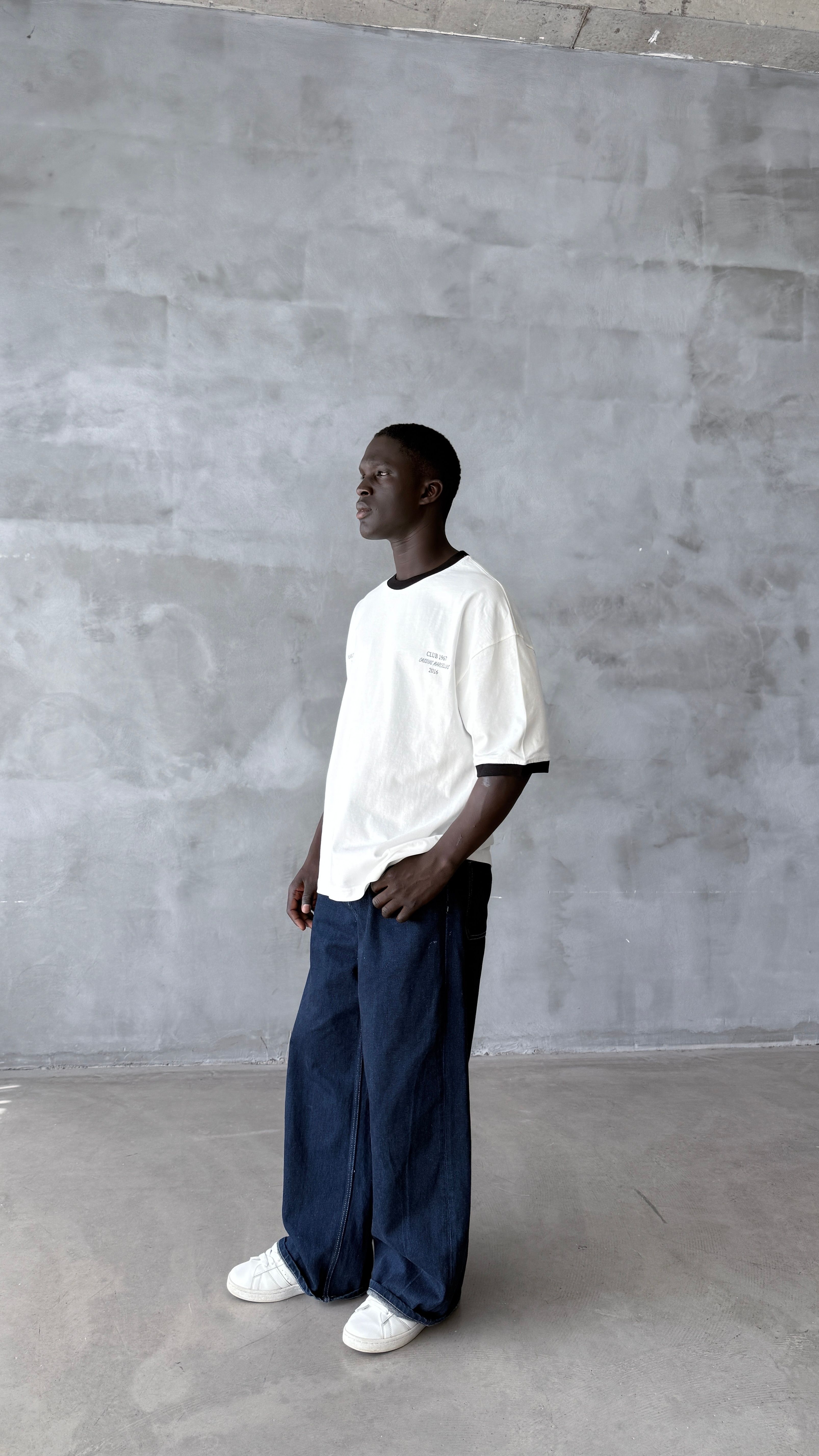 Beyaz Harlem Oversize Tişört 