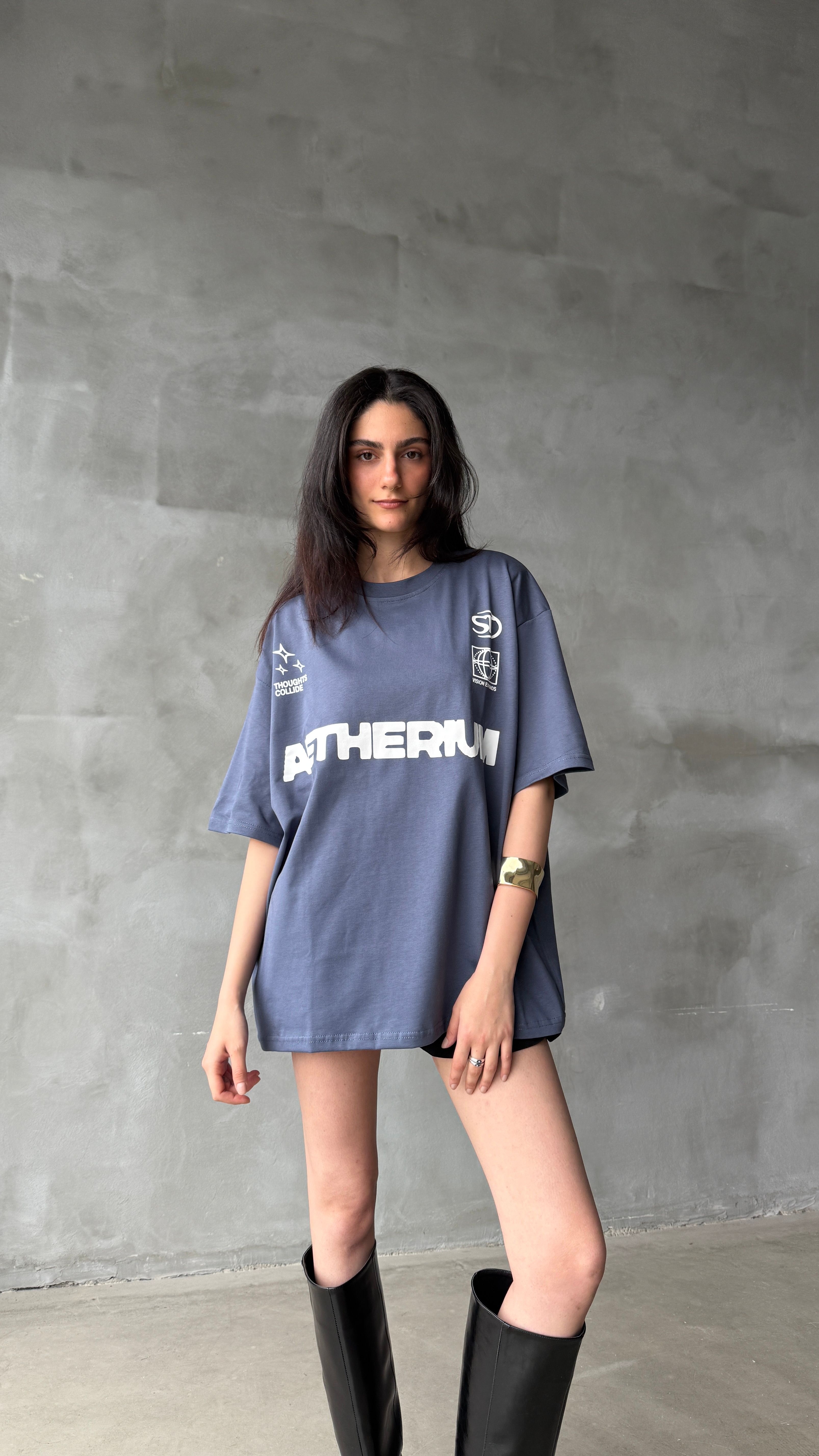Aetherium Füme Oversize Tişört 