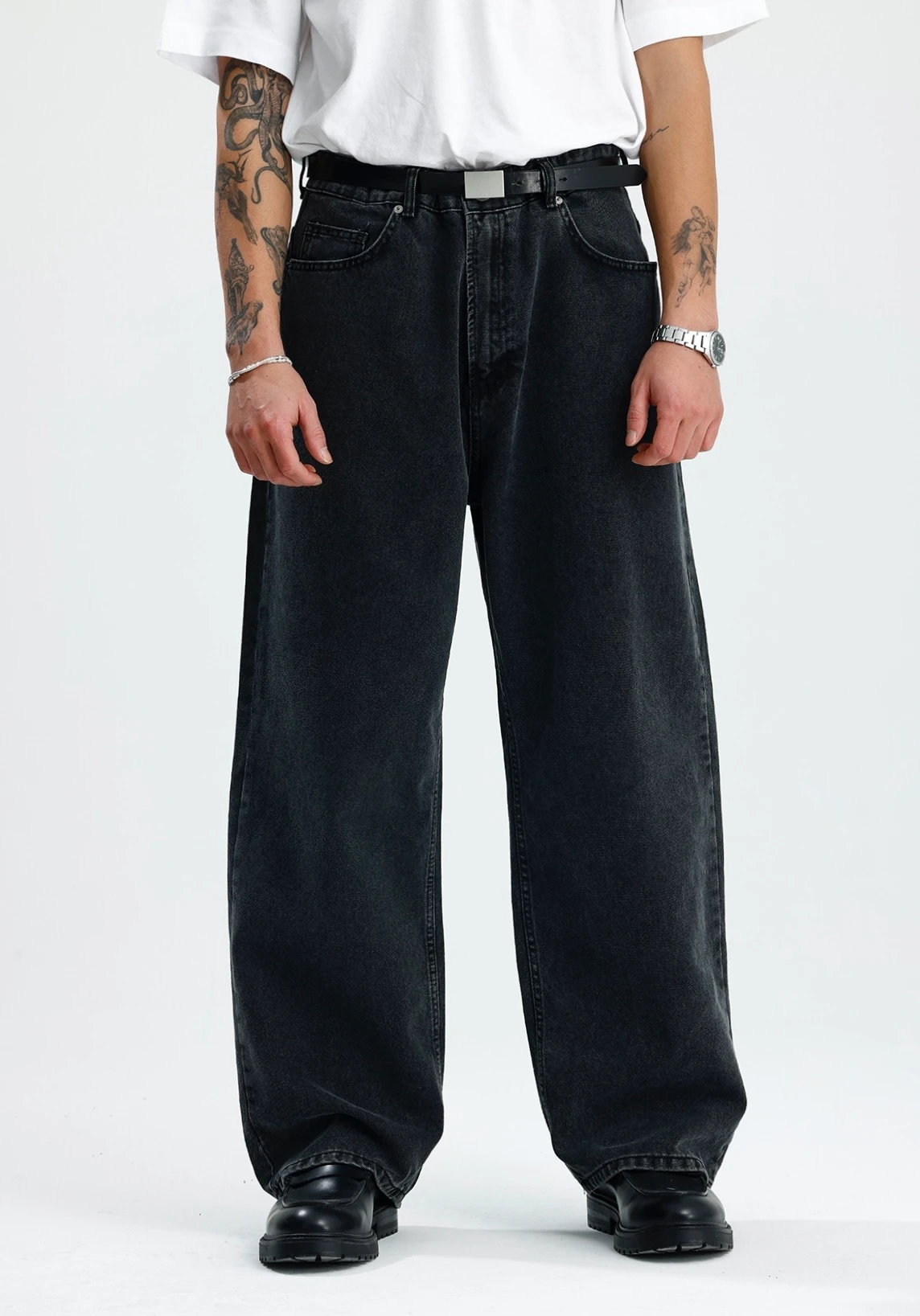 Antrasit Yıkamalı Premium Baggy Jean 