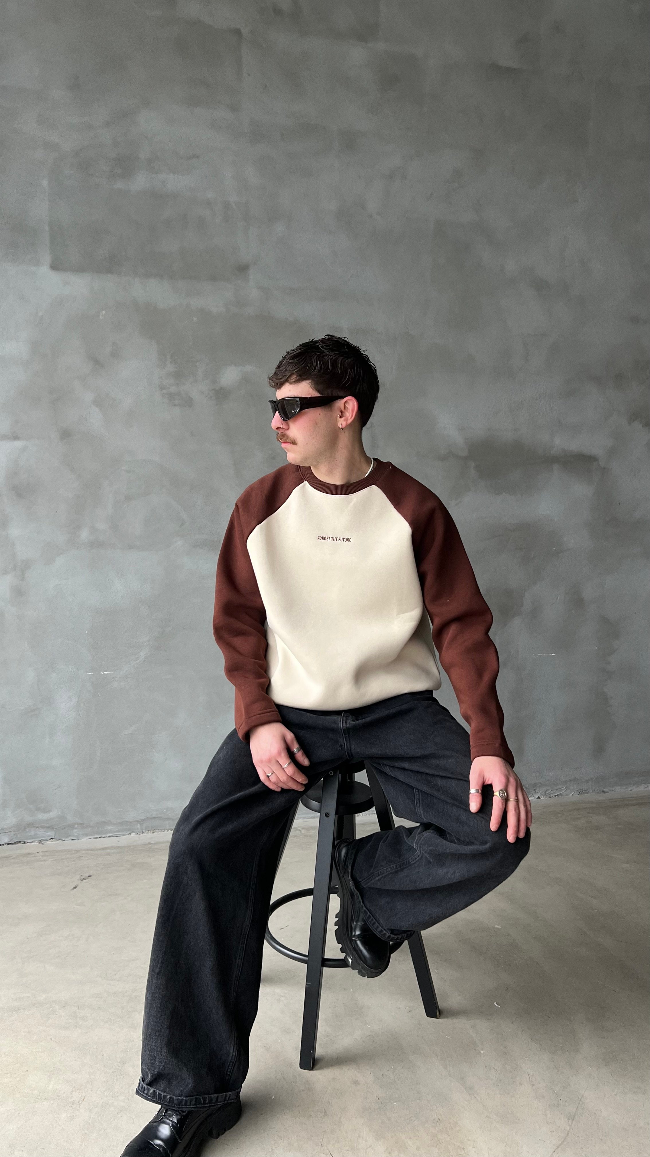 Kahve Reglan Kol Oversize Sweatshirt 