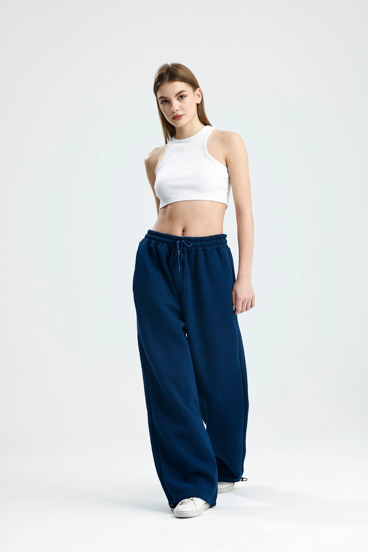 İndigo Basic Kışlık Kumaş Paçası Ayarlanabilir Baggy Eşofman