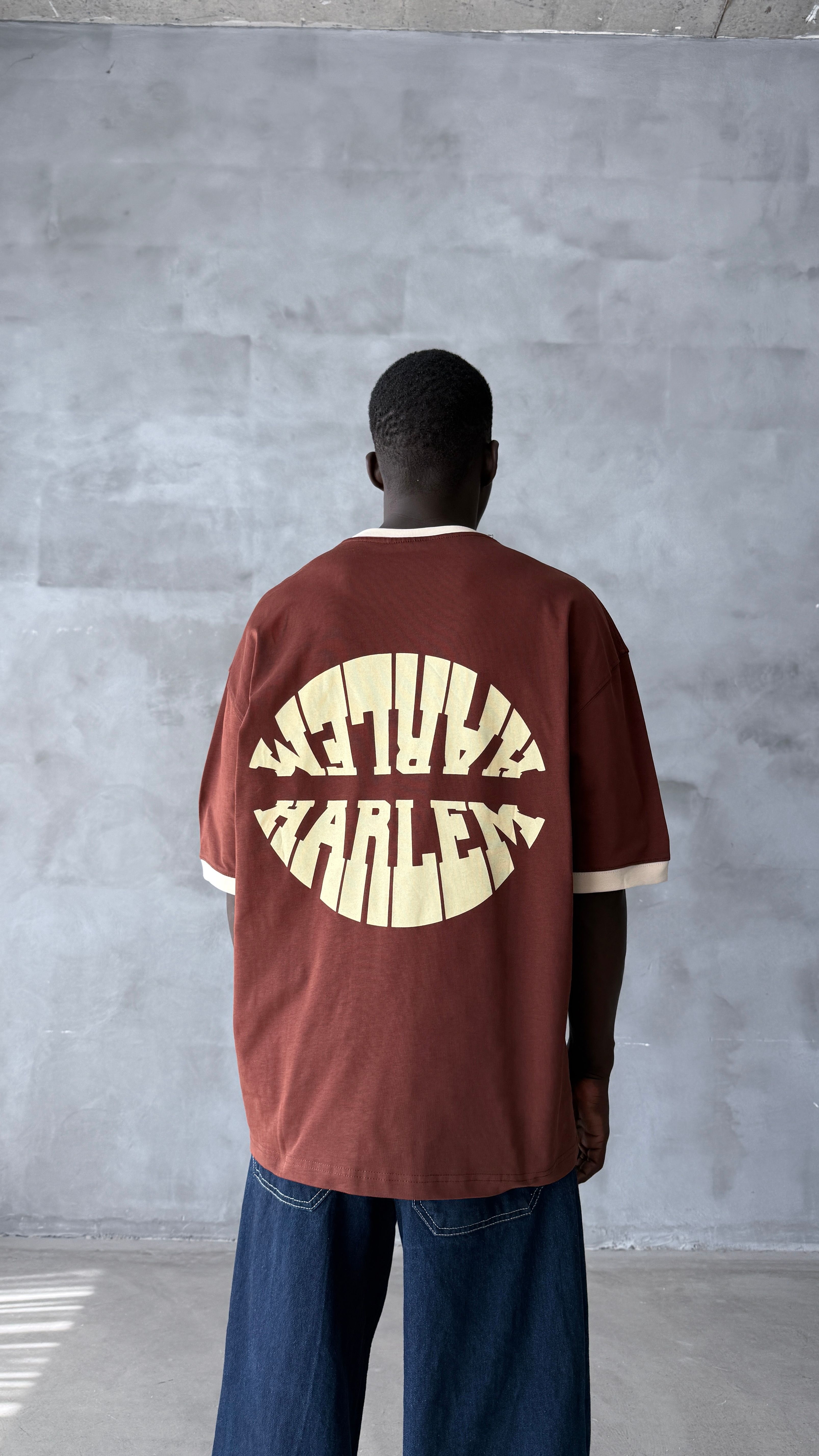 Kahve Harlem Oversize Tişört 