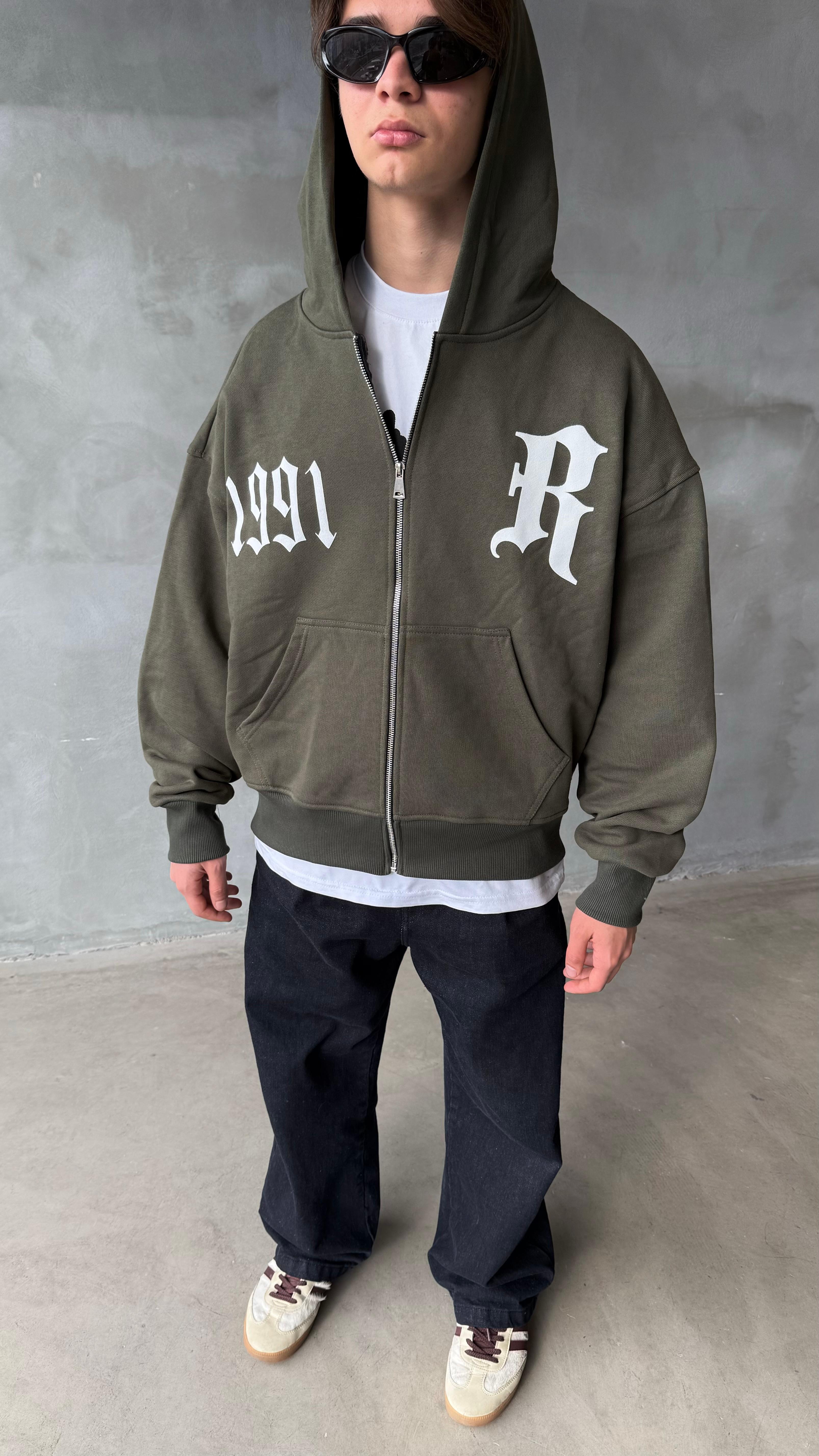 1991 Haki Premium Oversize Zipper Hoodie