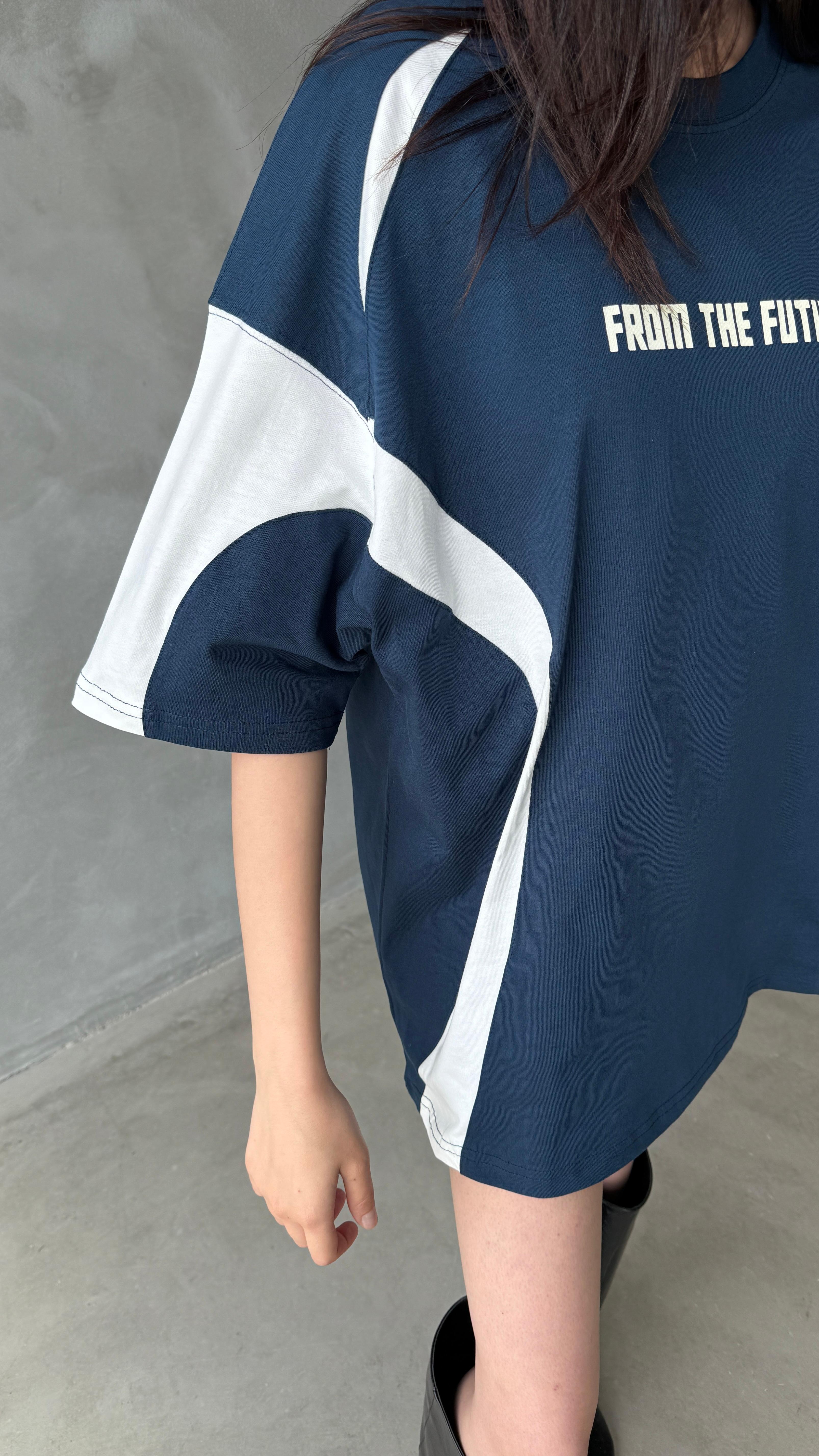 From The Future Lacivert Oversize Tişört 