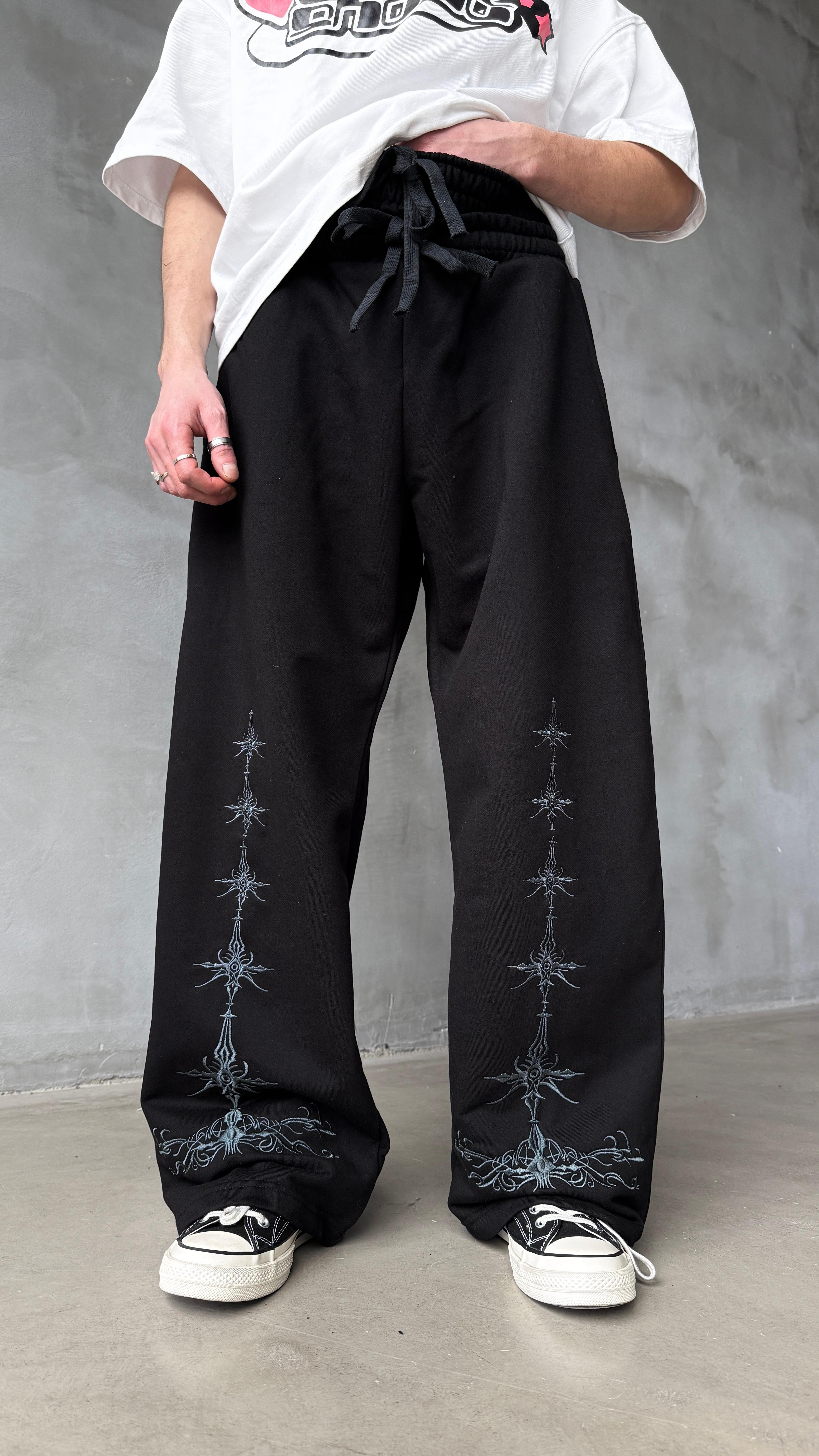 Symbolistic Nakış Detay Double Waist Baggy Sweatpant