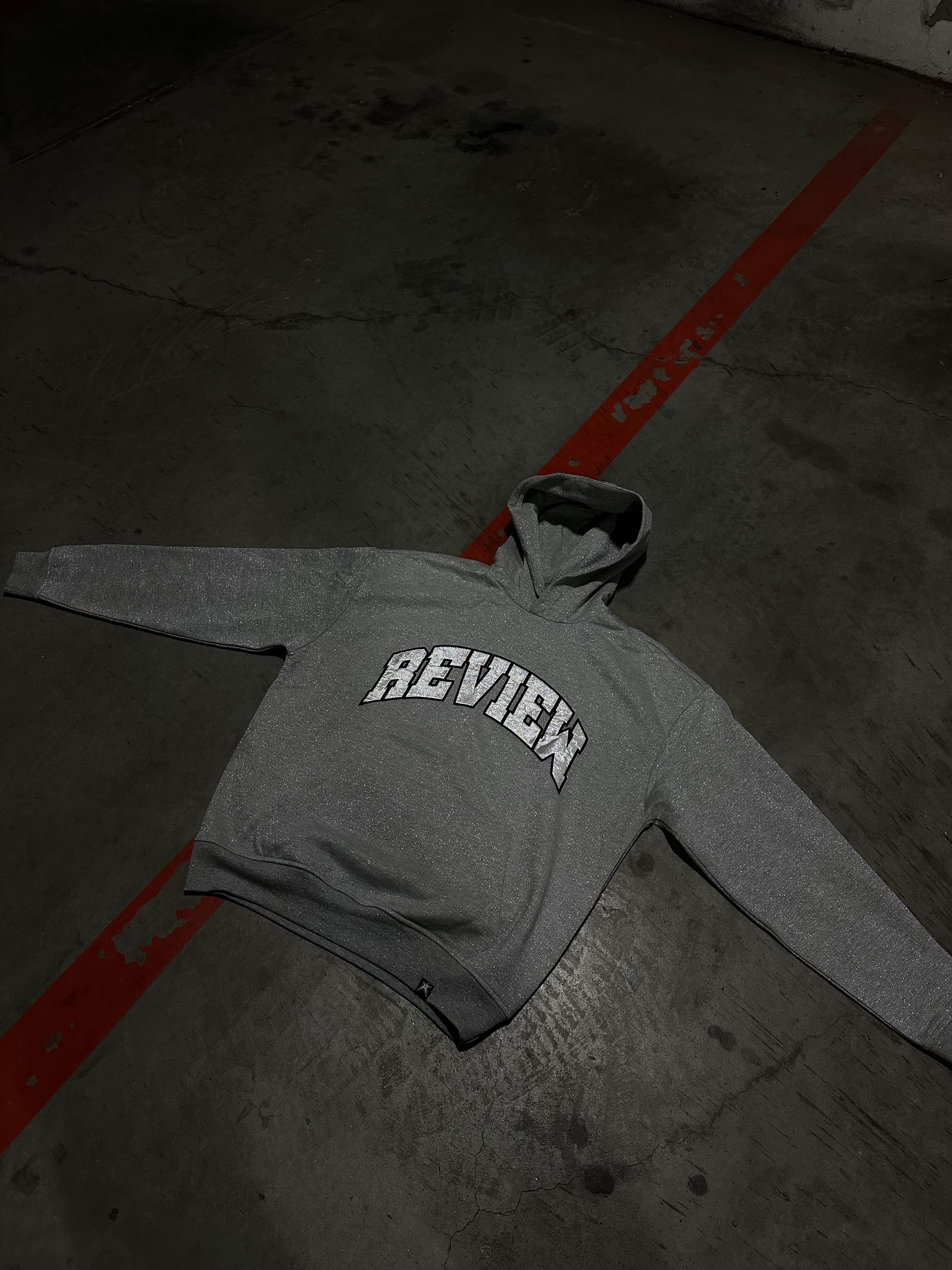 RW Grey Simli Nakış İşlemeli Oversize Hoodie