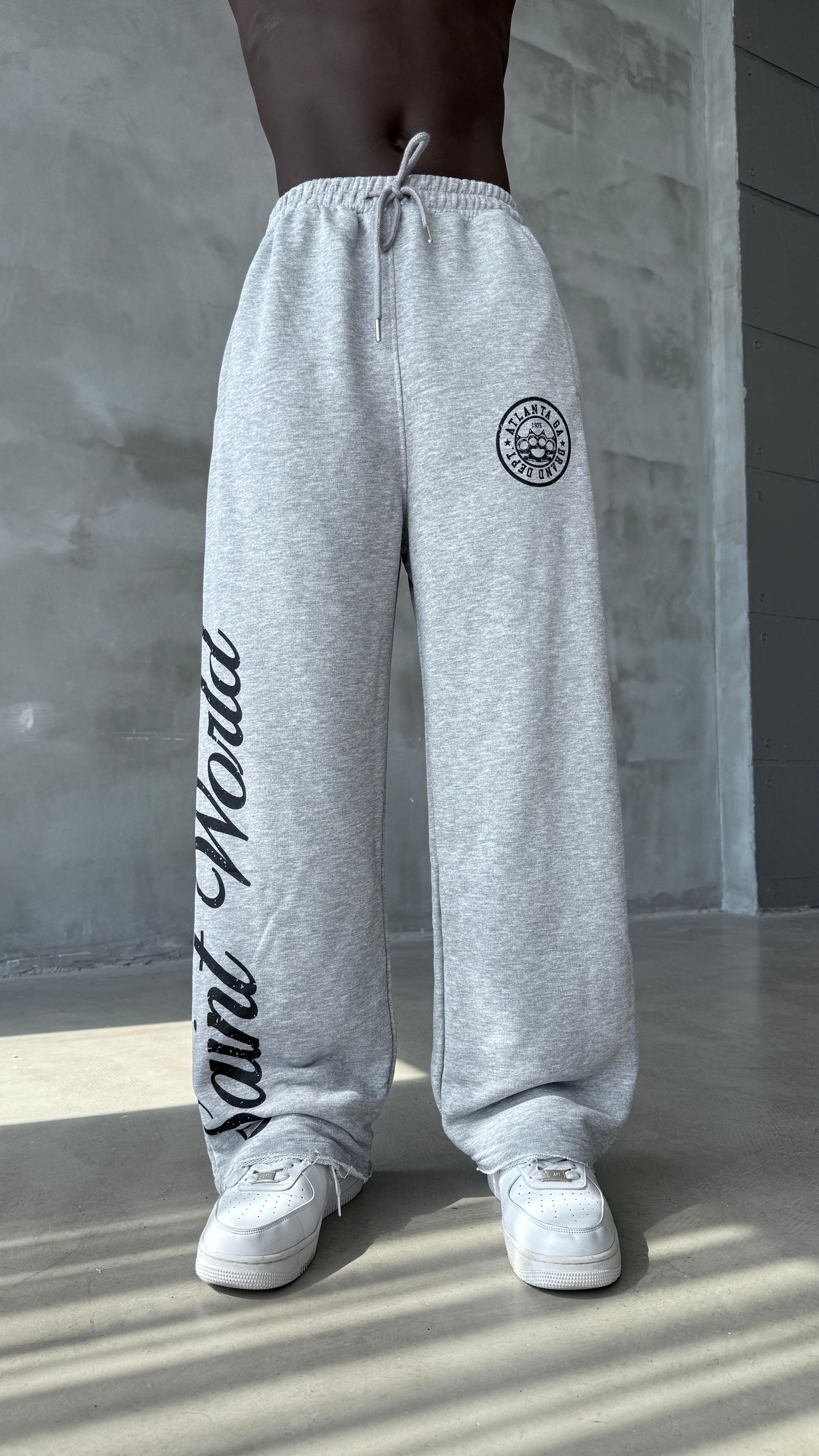 Gri Saint World Basklı Baggy Eşofman 