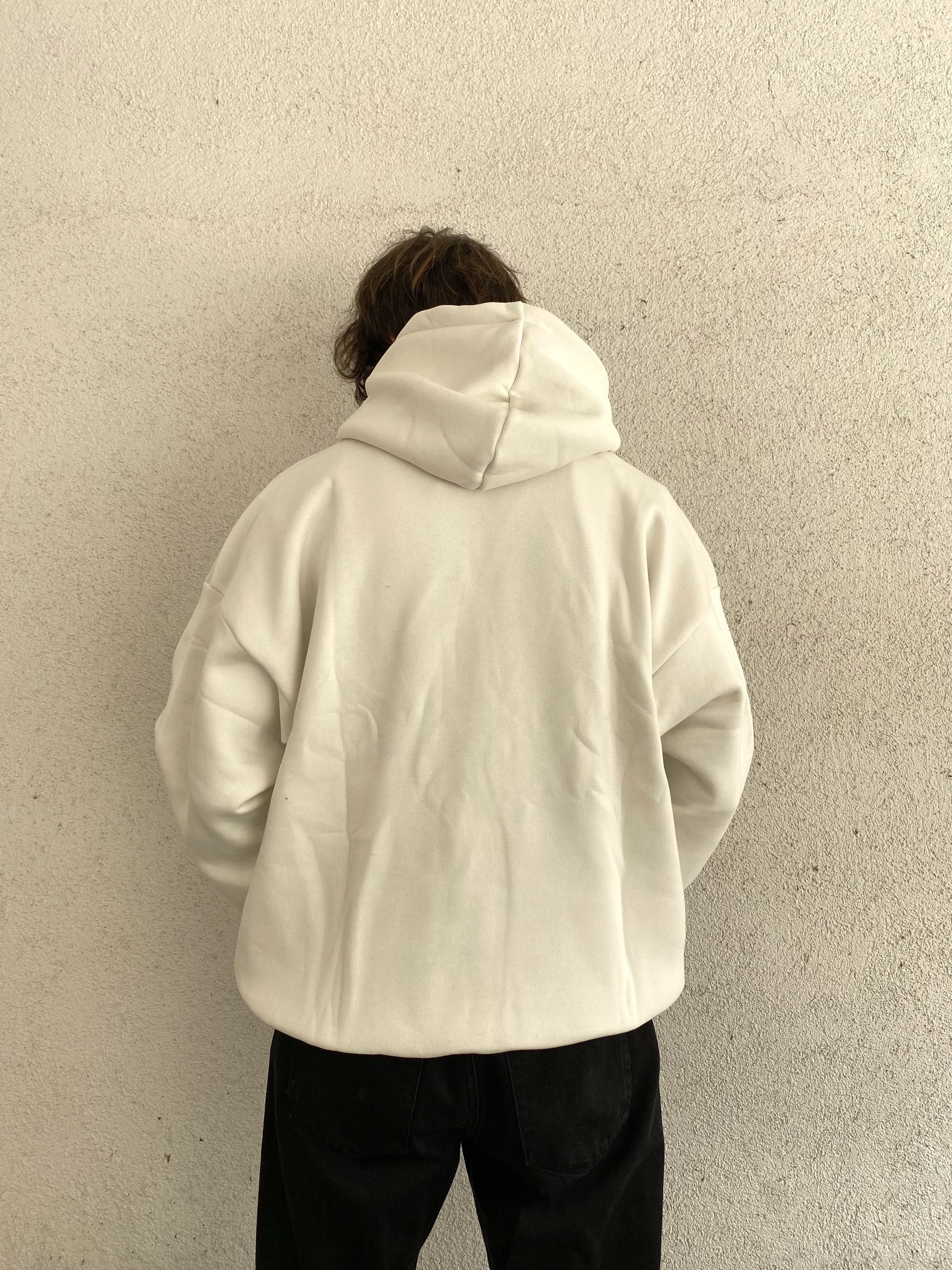 Beyaz Stsy Oversize Hoodie 