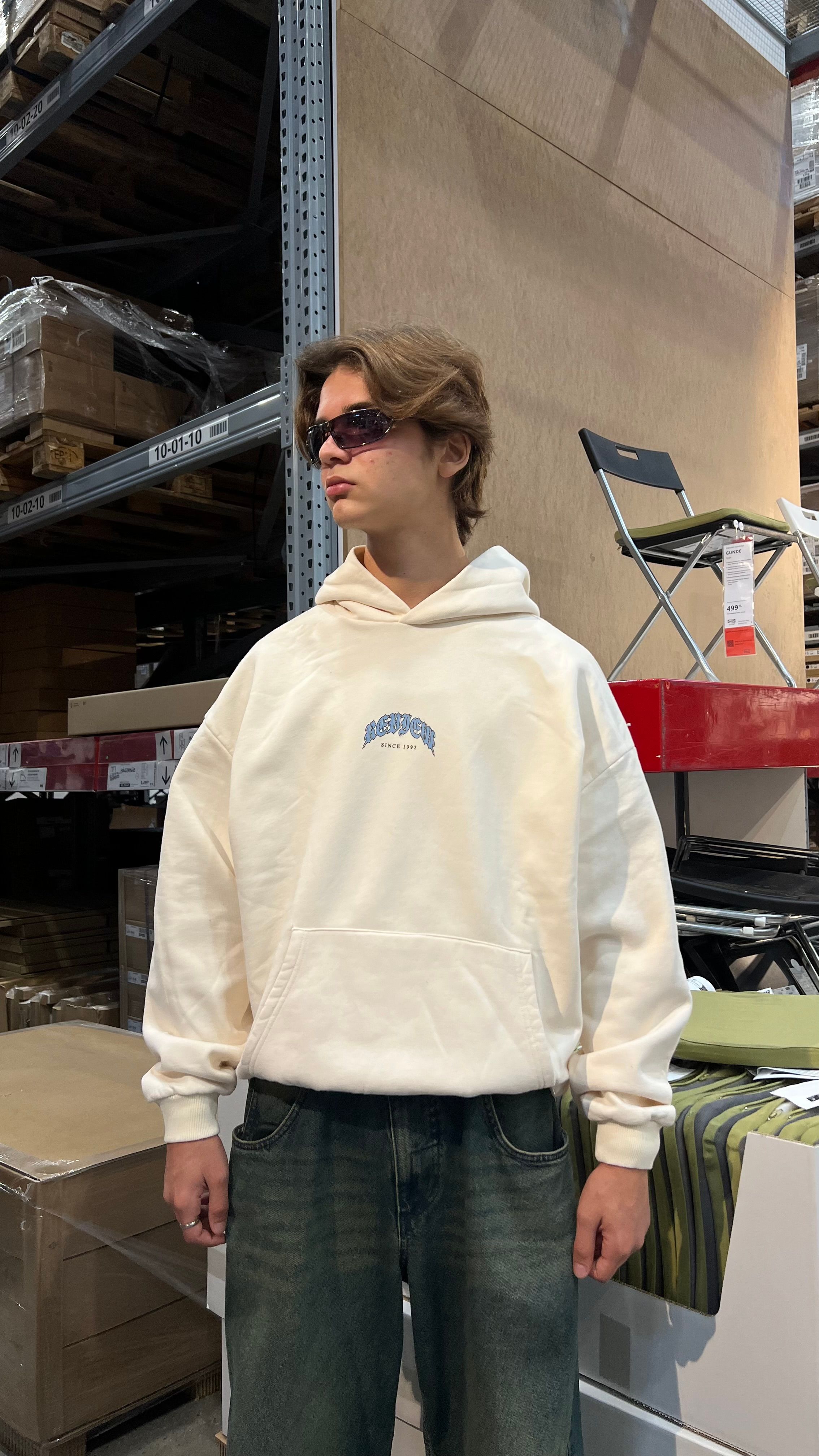 RW Krem Old School Oversize Hoodie 