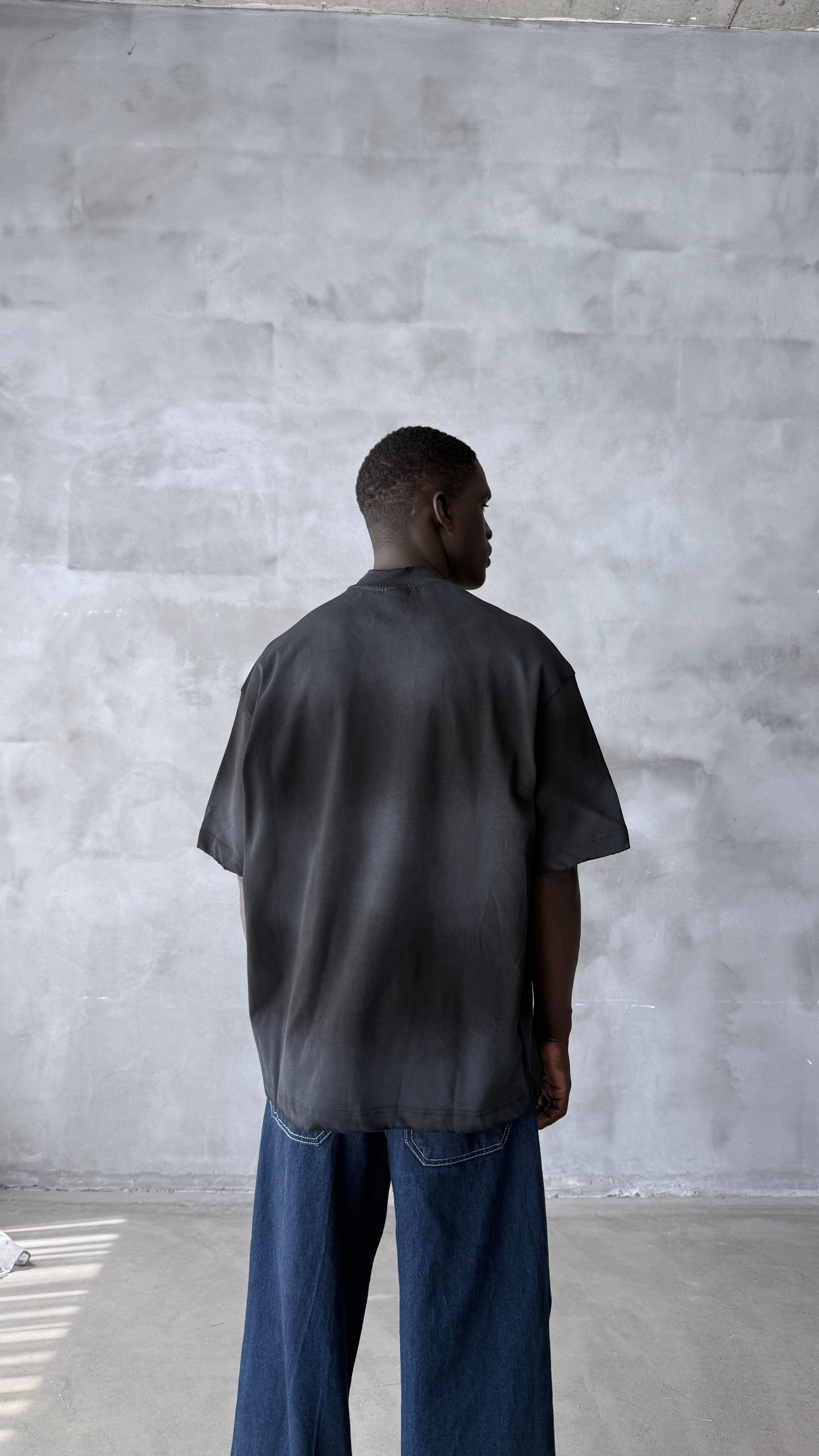Siyah Yıkamalı 871 Oversize Tişört 