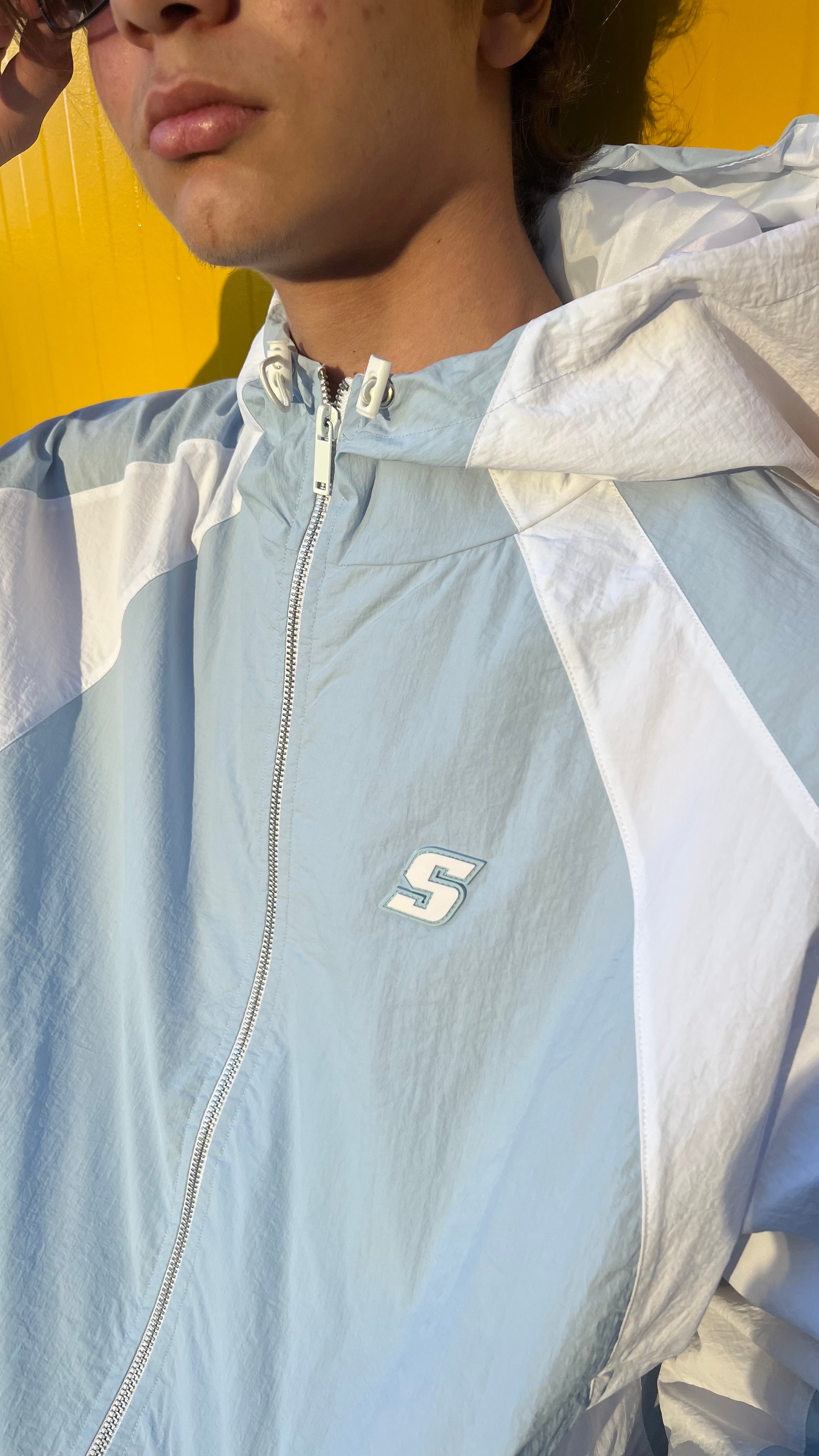 S Logo Blue Oversize Ayarlanabilir Track Jacket