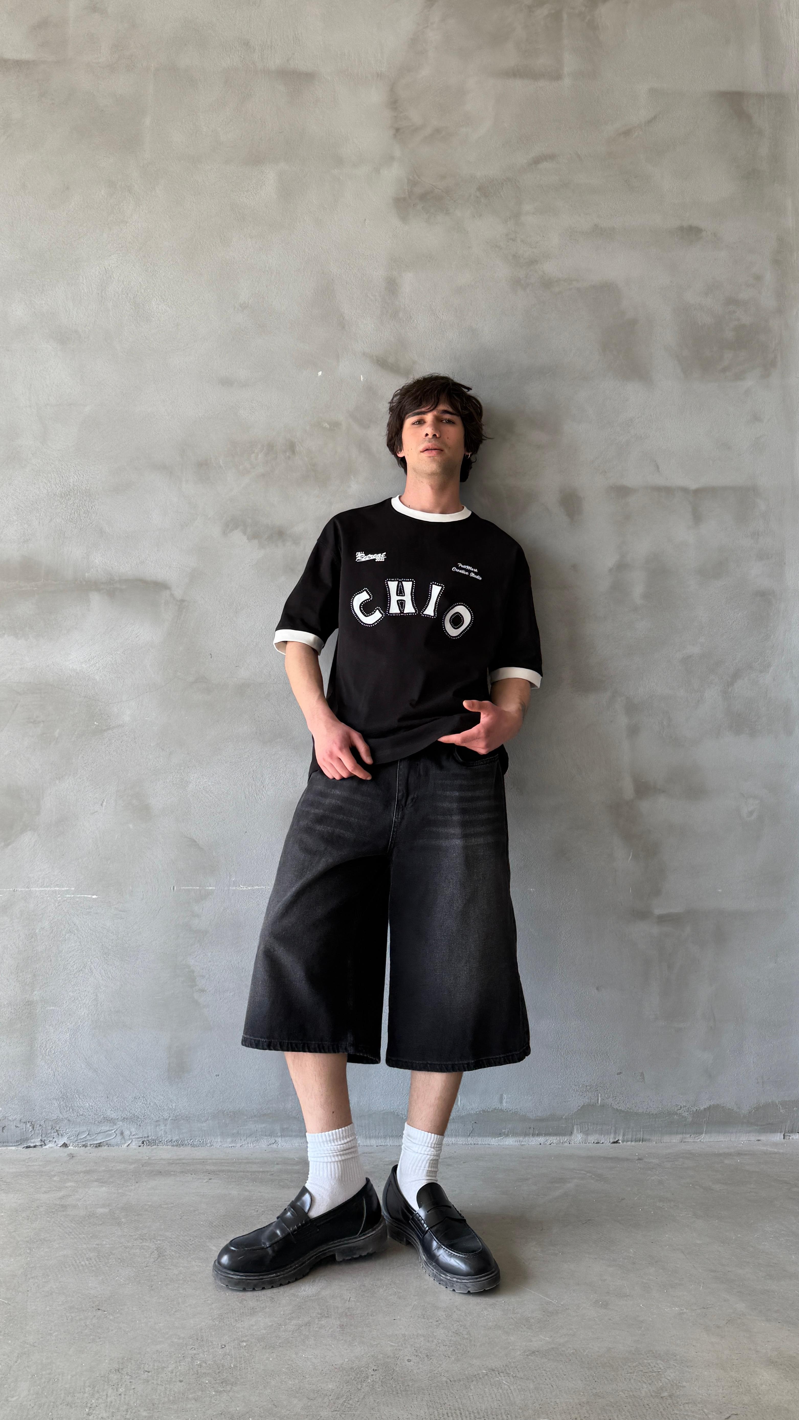 Siyah Chio Oversize Tişört 