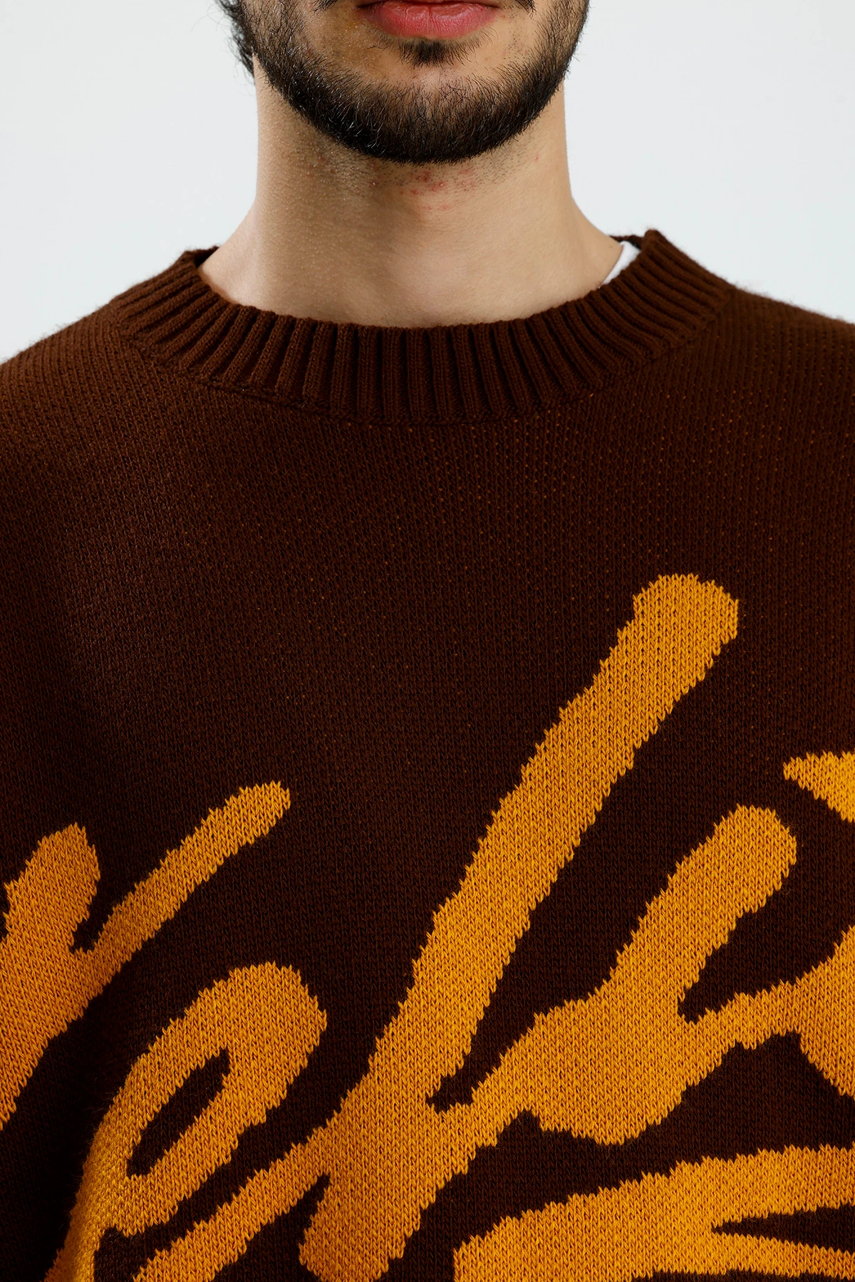 Kahve Steliez Boxy Fit Oversize Premium Triko Kazak