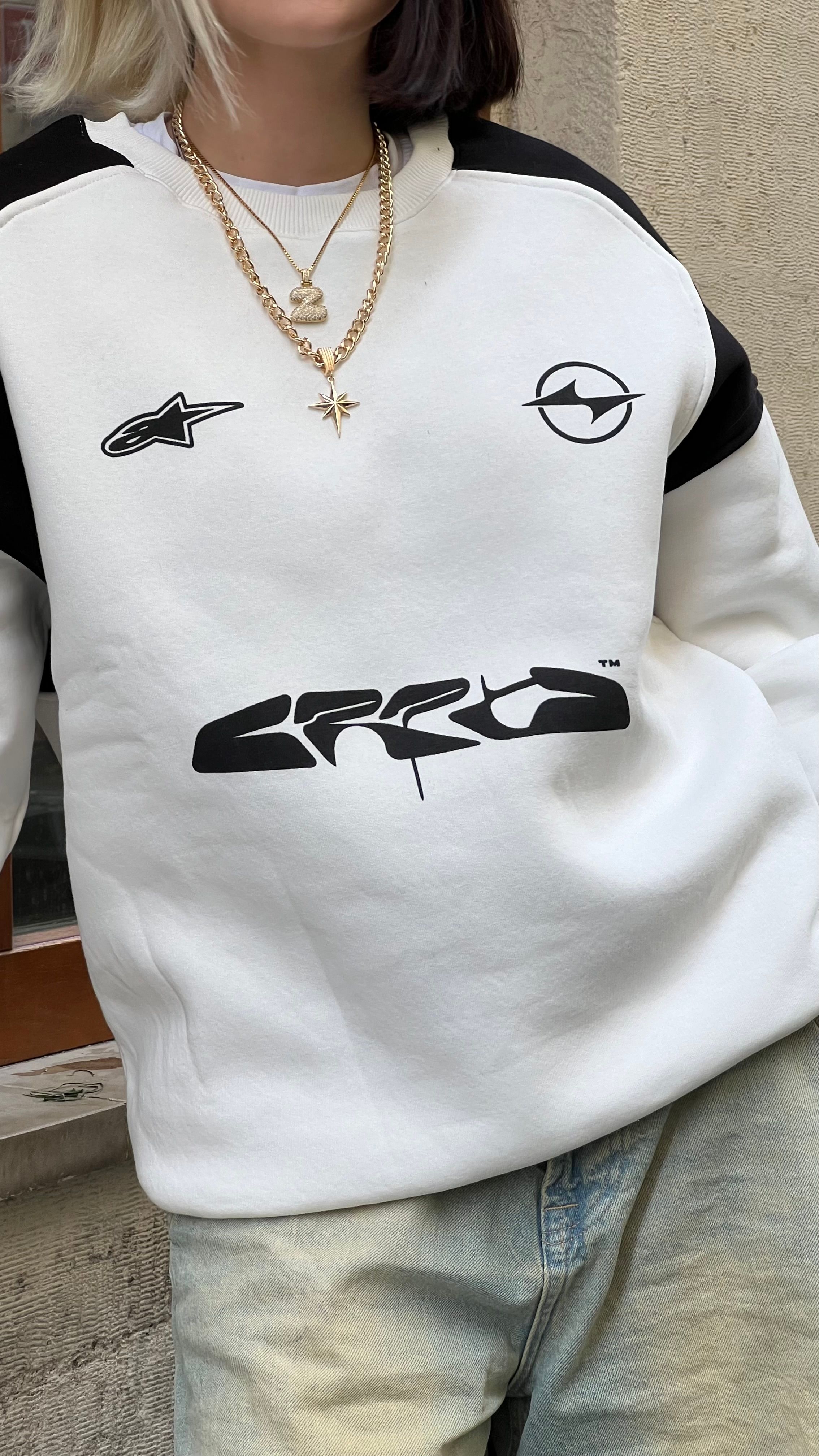 White Jersey Oversize Sweatshirt