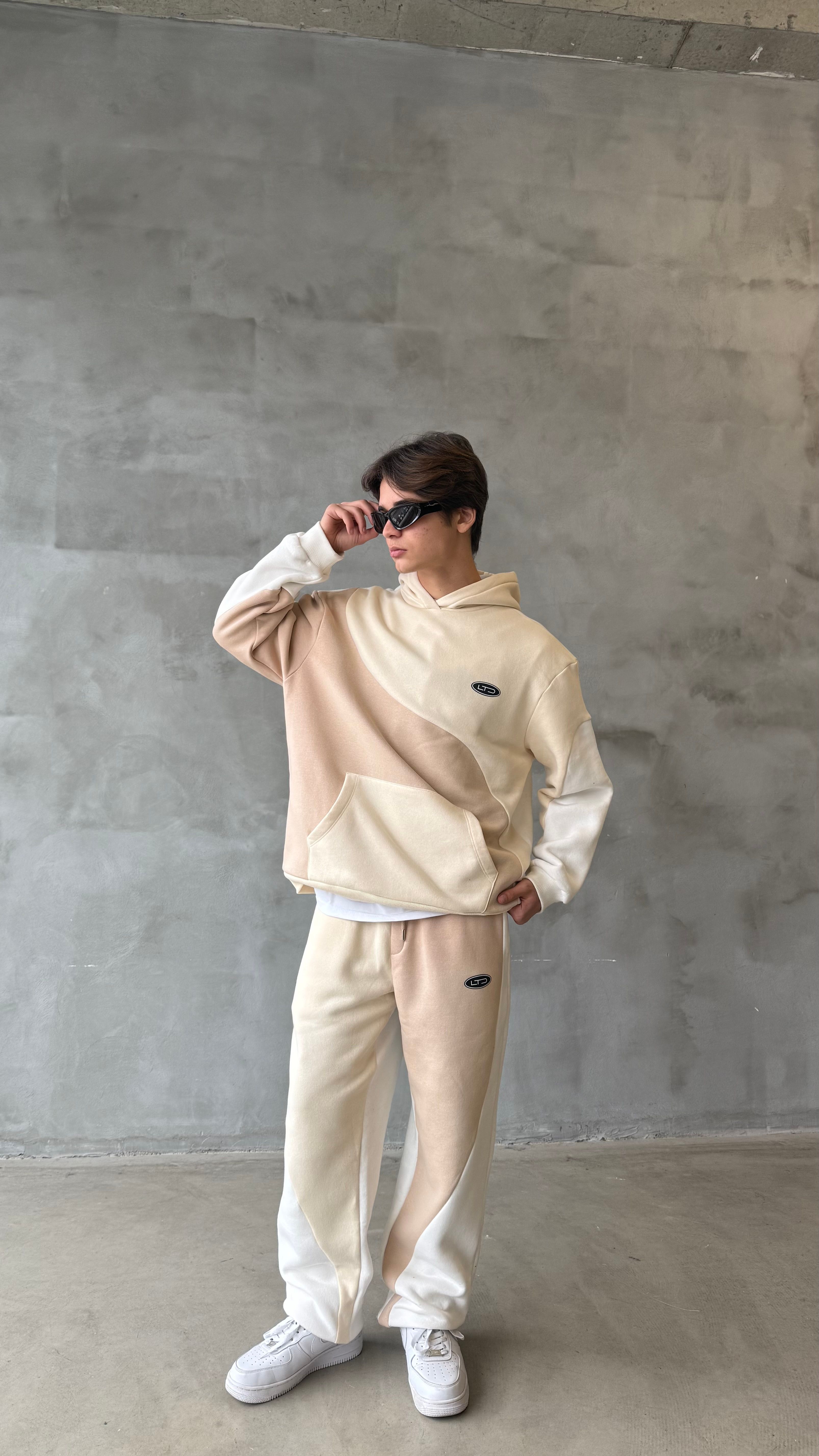 Blok Renk Parçalı Premium Oversize Hoodie