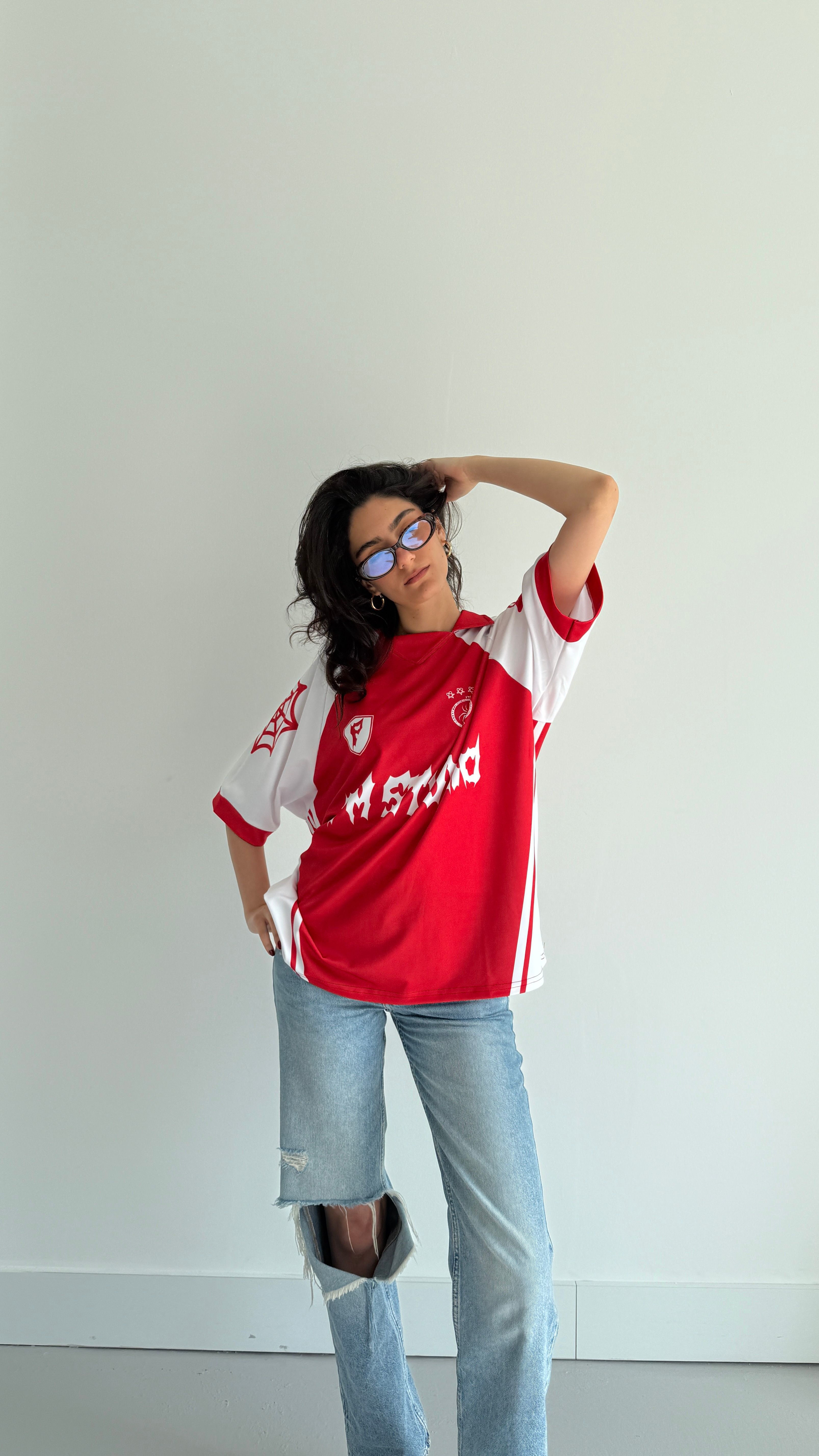 Pm Studio Red Oversize Polo Yaka Forma 