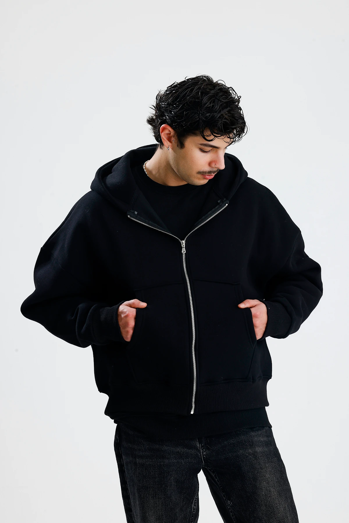 Basic Oversize Ziper Hoodie